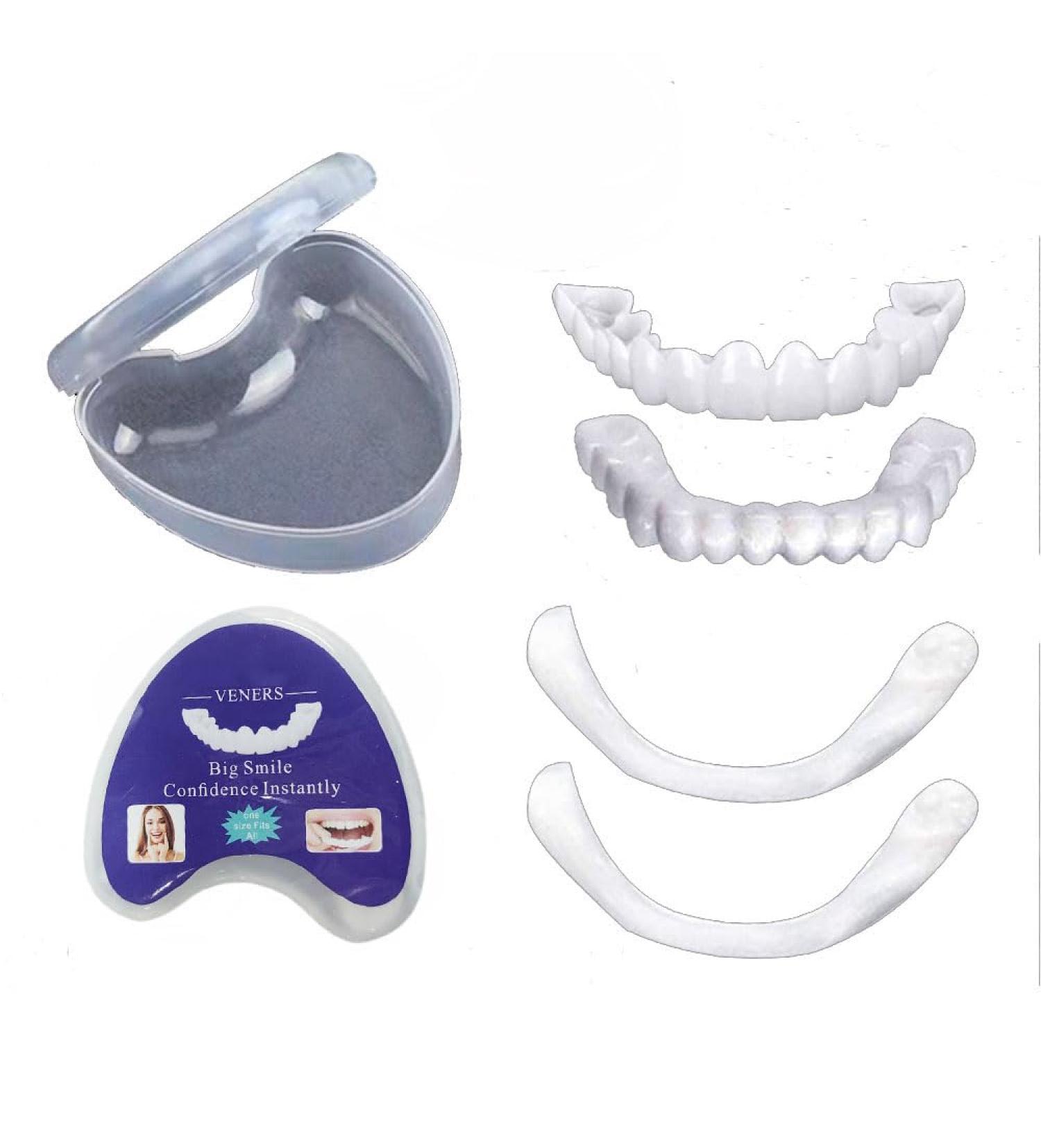 Flipped Warm Artificial Teeth Dentures - 2 Pairs of Temporary Plug-In Veneers for Brightening & Natural Look - Buy Online on GoSupps.com