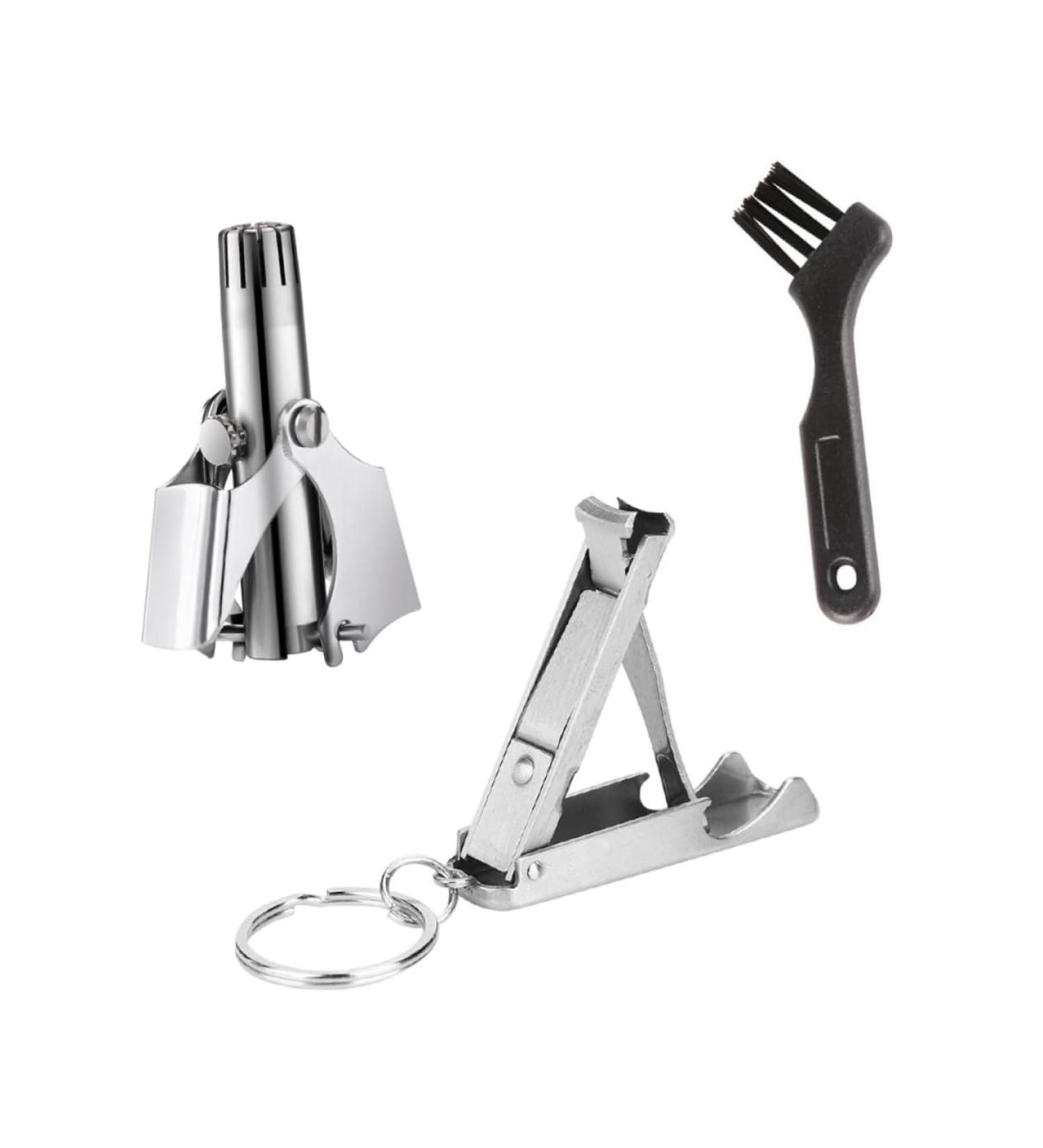 FRCOLOR Nose Hair Scissors & Trimmer Set - Portable Nose Hair Grooming Kit for Men - Durable & Washable Nose Hair Clippers - 2 Piece Silver Set - Buy Online on GoSupps.com