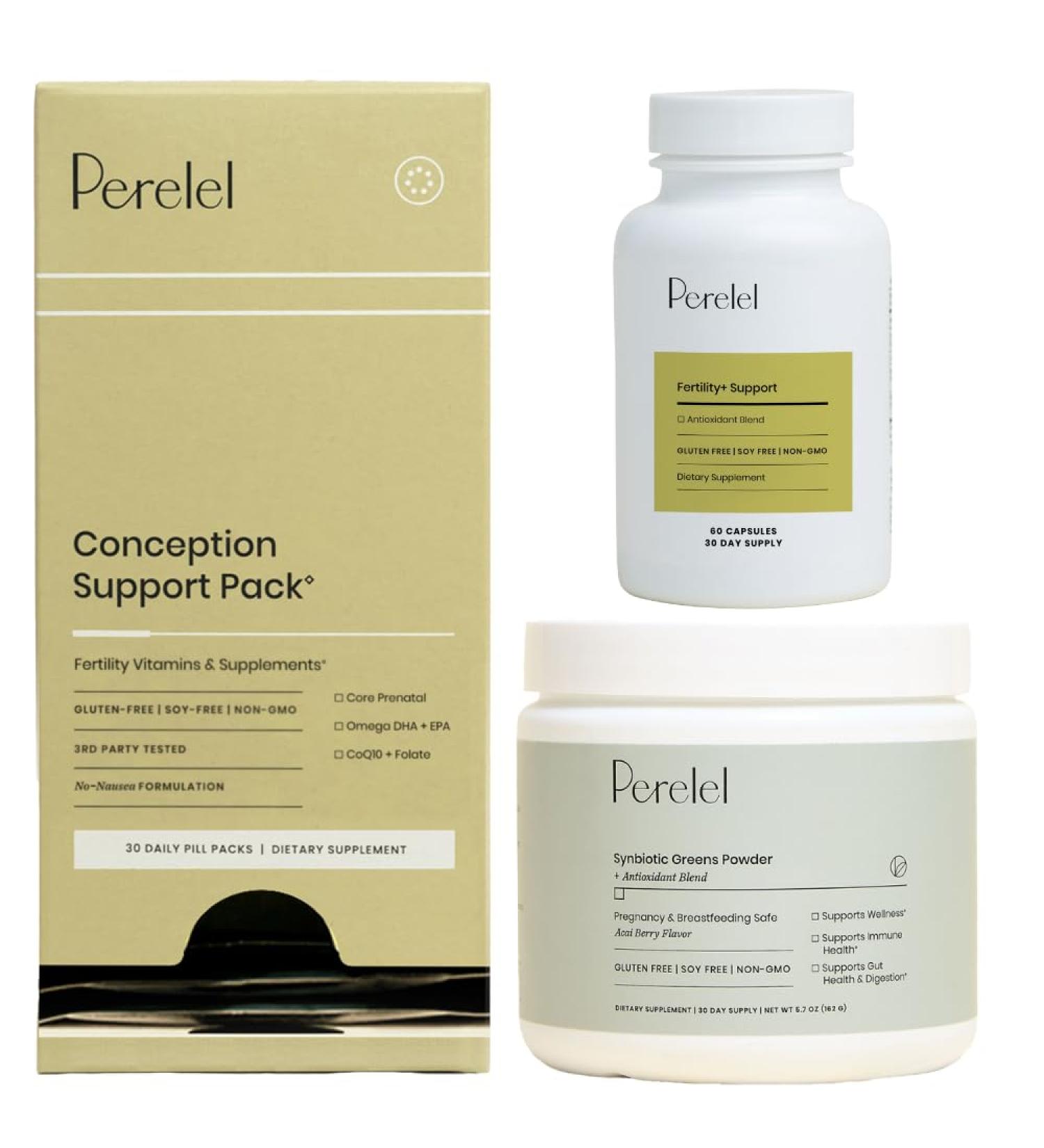 Fertility Foundation Bundle Conception Support Pack & Fertility Support & Synbiotic Greens Powder 30 Daily Pill Packs & 60 Capsules & 30 Servings of Greens Powder - Buy Online on GoSupps.com