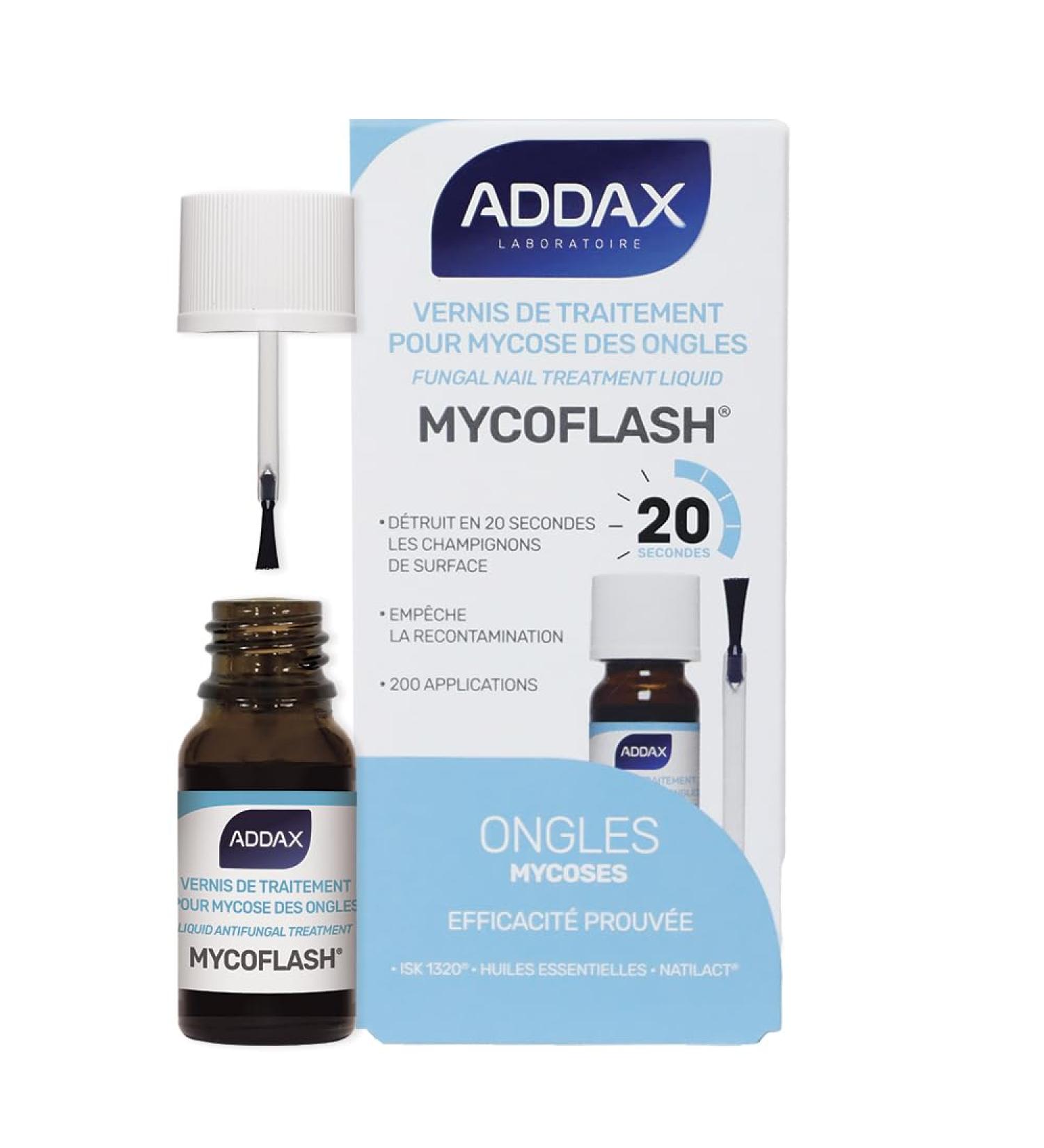ADDAX - MYCOFLASH - Vernis de traitement pour mycoses des ongles - Action Rapide 20s* - Antifongique Ongles Pieds & Mains - 5ml - Recommand par les podologues - Buy Online on GoSupps.com