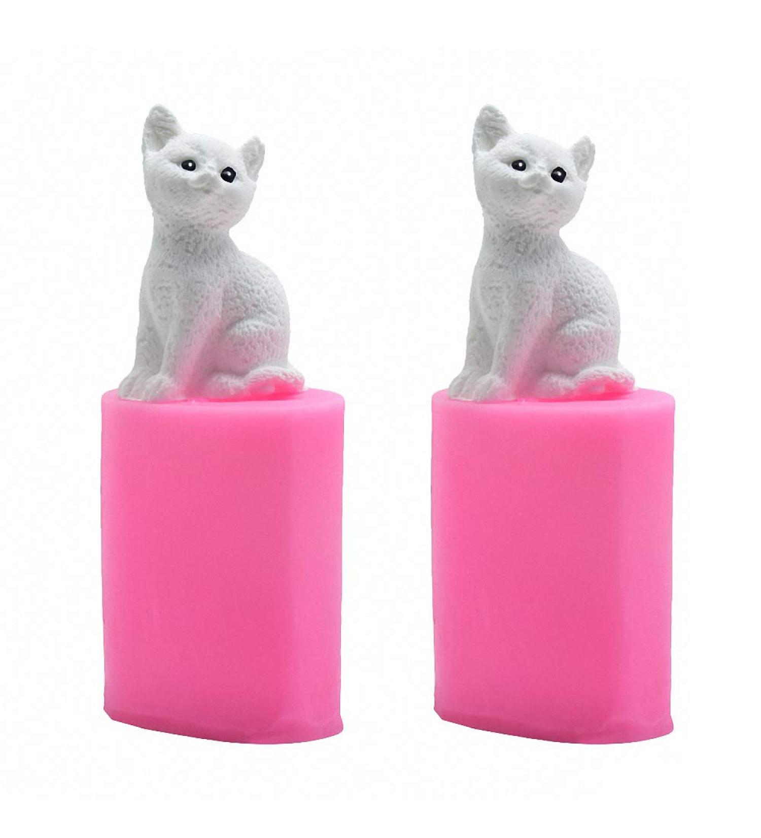 2Pcs Mini 3D Kitten Candle Molds - Silicone Chocolate Candy Fondant Mold for Cake Decorating - Resin Epoxy Casting Clay Mould - Buy Online on GoSupps.com