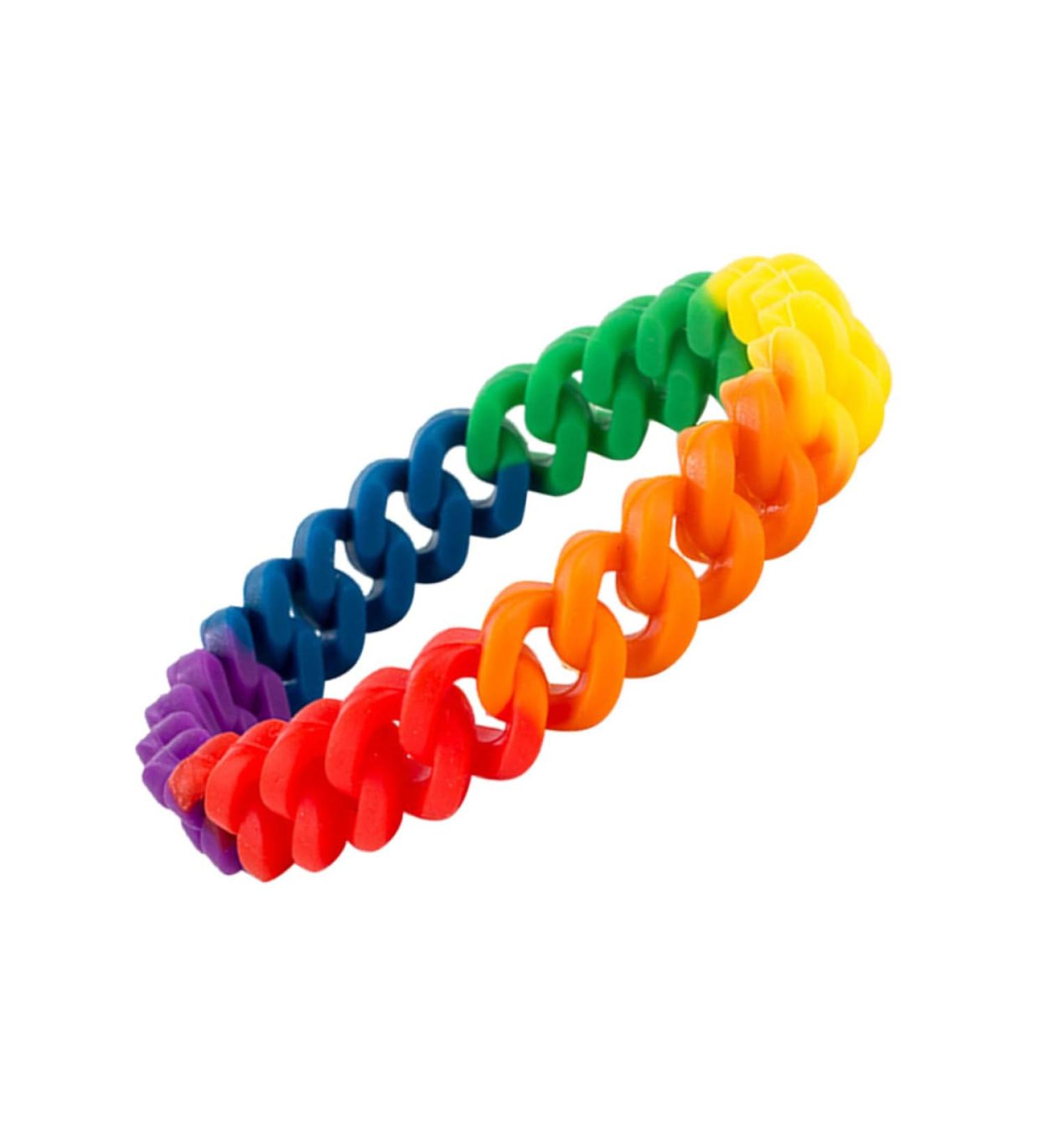 VALICLUD 3 Pcs Mens Gift Lesbian Rainbow Wristbands Cuff Bracelet Braided Rainbow Chain Braclets for Men Rainbow Chain Bracelet Biker Ring Men Gift Mens Bracelets United States Simple Medium Colorful - Buy Online on GoSupps.com