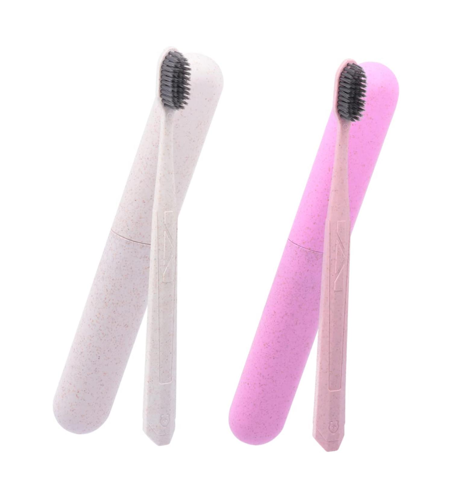 Gatuida Travel Container Toothbrush Set - 2 pcs Manual Toothbrush & Toothpaste Gift - Household Essentials - Sorted Colors - Eco-Friendly PP Material - Buy Online on GoSupps.com