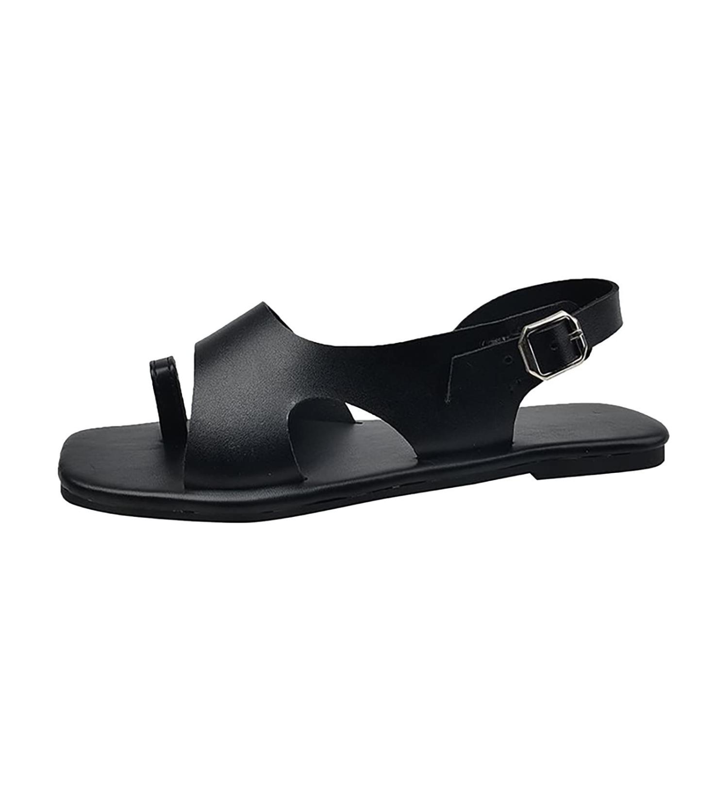 Shop XTZYGLFD Women's Casual Hollow Belt Buckle Sandals - Stylish Black Roman Shoes Summer Footwear in 5 UK Size | Perfect for Fashion-Forward Women - Buy Online on GoSupps.com