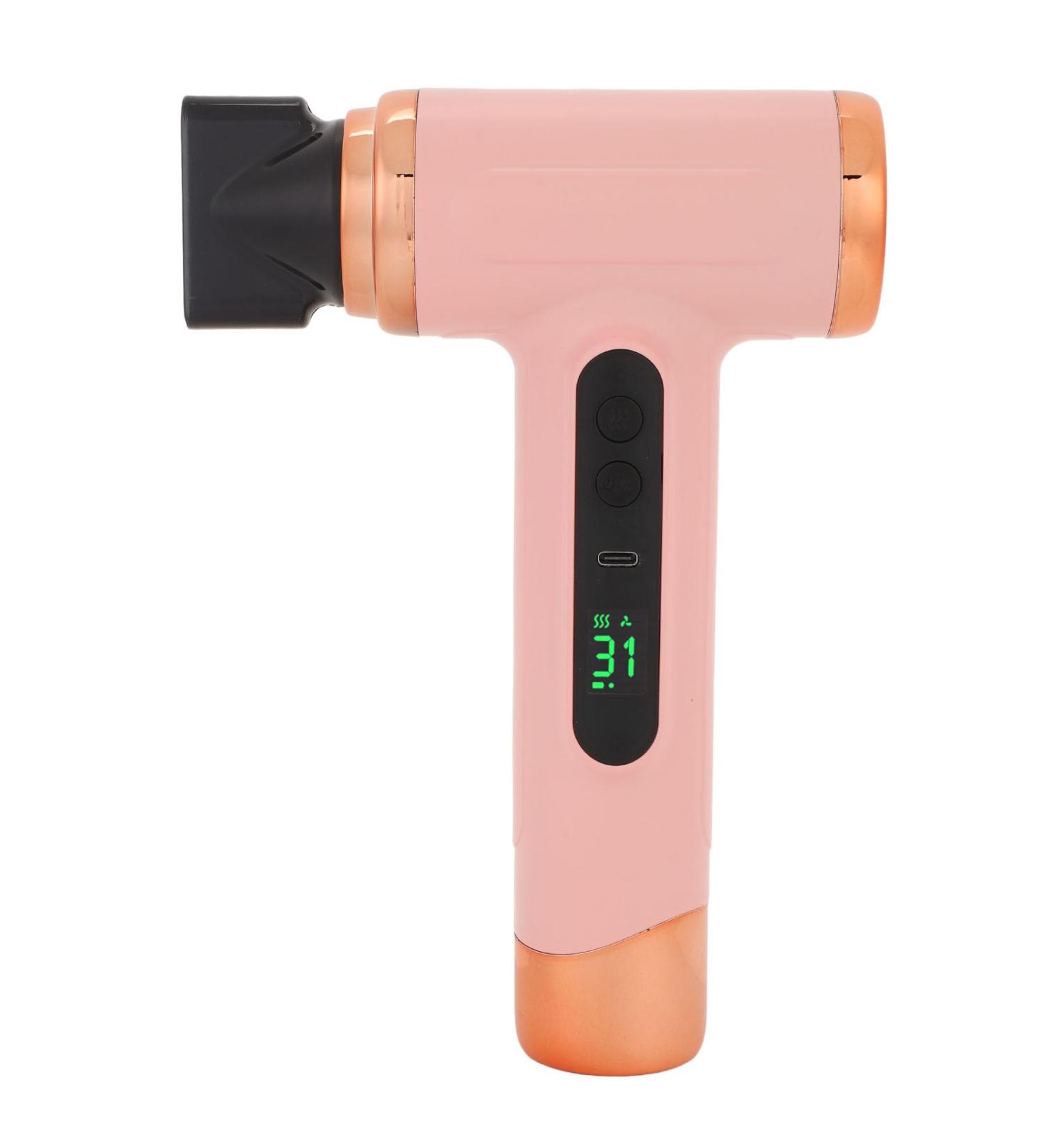 200W Cordless Hair Dryer 15000mAh Portable Blow Dryer with Cold Hot Wind USB Rechargeable Travel Hair Dryer for Women Outdoor Camping Beaches Dormitory (Pinkish) - Buy Online on GoSupps.com