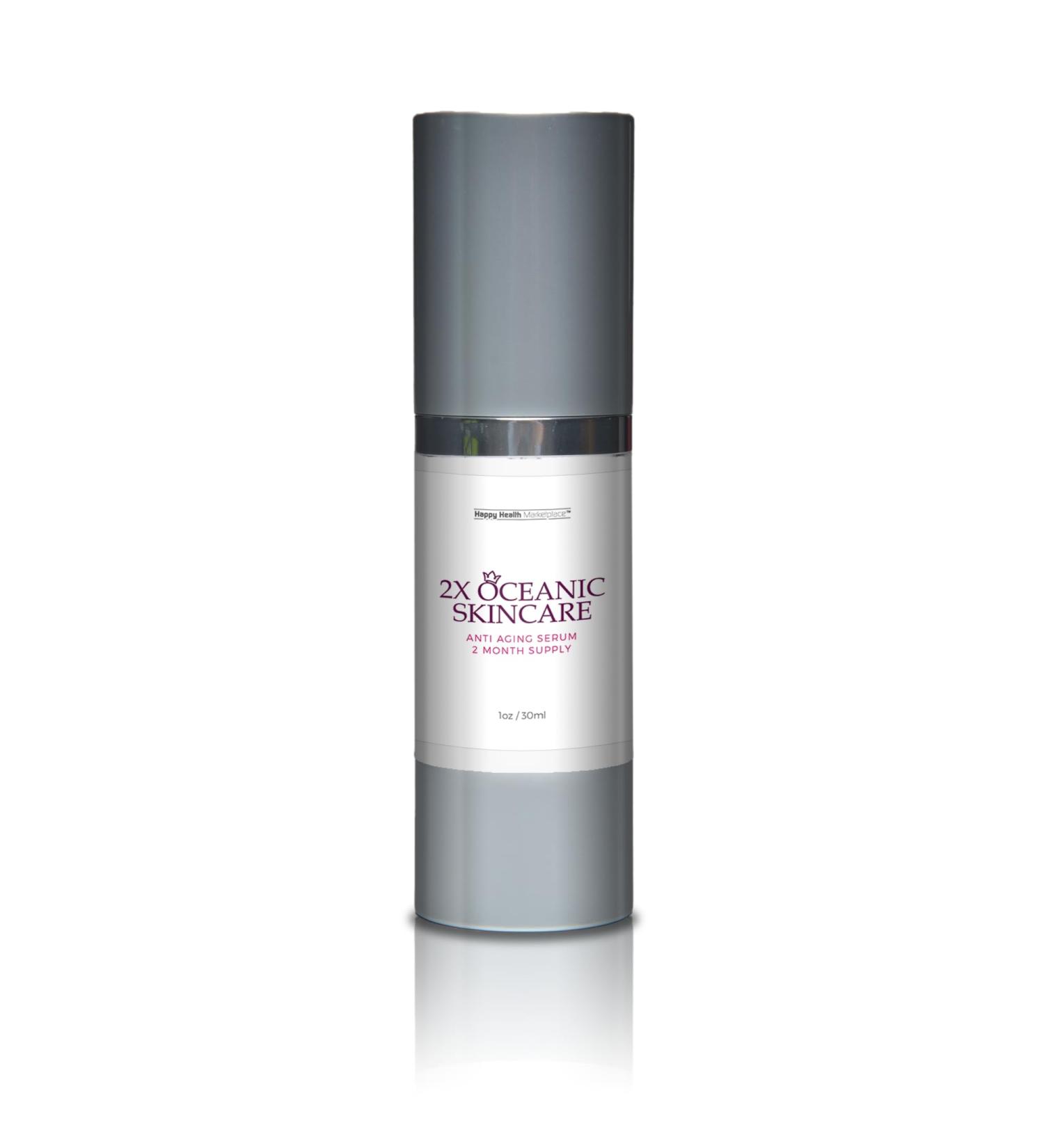2X Oceanic Skincare Serum - Anti-Aging & Regenerative Peptide Serum | 2 Month Supply with AHA & Vitamin E for Hyperpigmentation & Wrinkle Repair - Buy Online on GoSupps.com