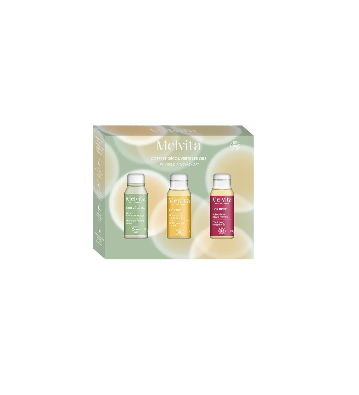 Melvita, Eco-Friendly Care Discovery Set: Trio of Precious Oils for Face, Body and Hair - Hydration, Firmness and Natural Radiance, Ideal for Holidays, Perfect Gift