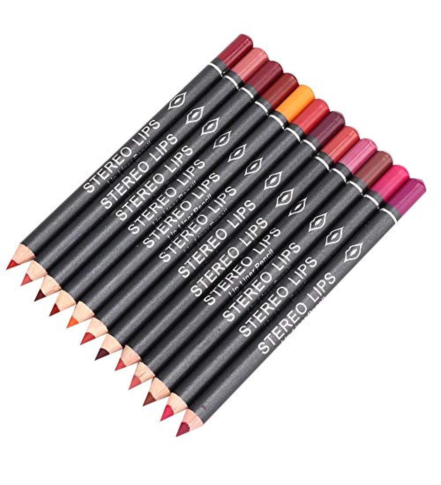 12-Piece Lipiner Deluxe Ultra Fine Waterproof Lip Liner Set - Creamy & Smooth Matt Lip Pencil for Perfect Lip Makeup | 12 Vibrant Colors - Buy Online on GoSupps.com