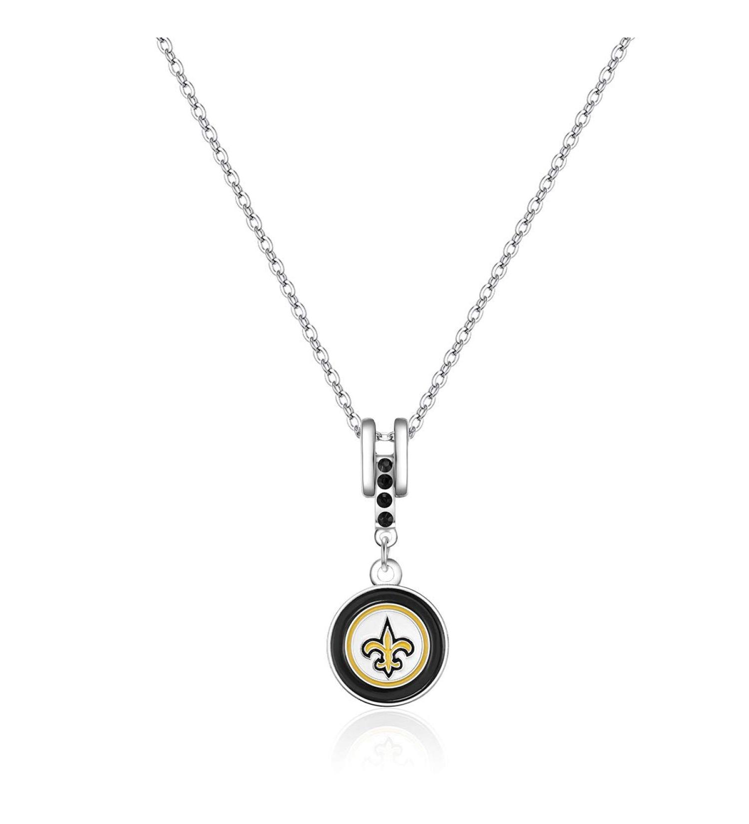NFL Charm Necklace | Sports Fan Jewelry Gift | Fashion Jewelry | Birthday & Holiday Gifts for Women and Girls New Orleans Saints
