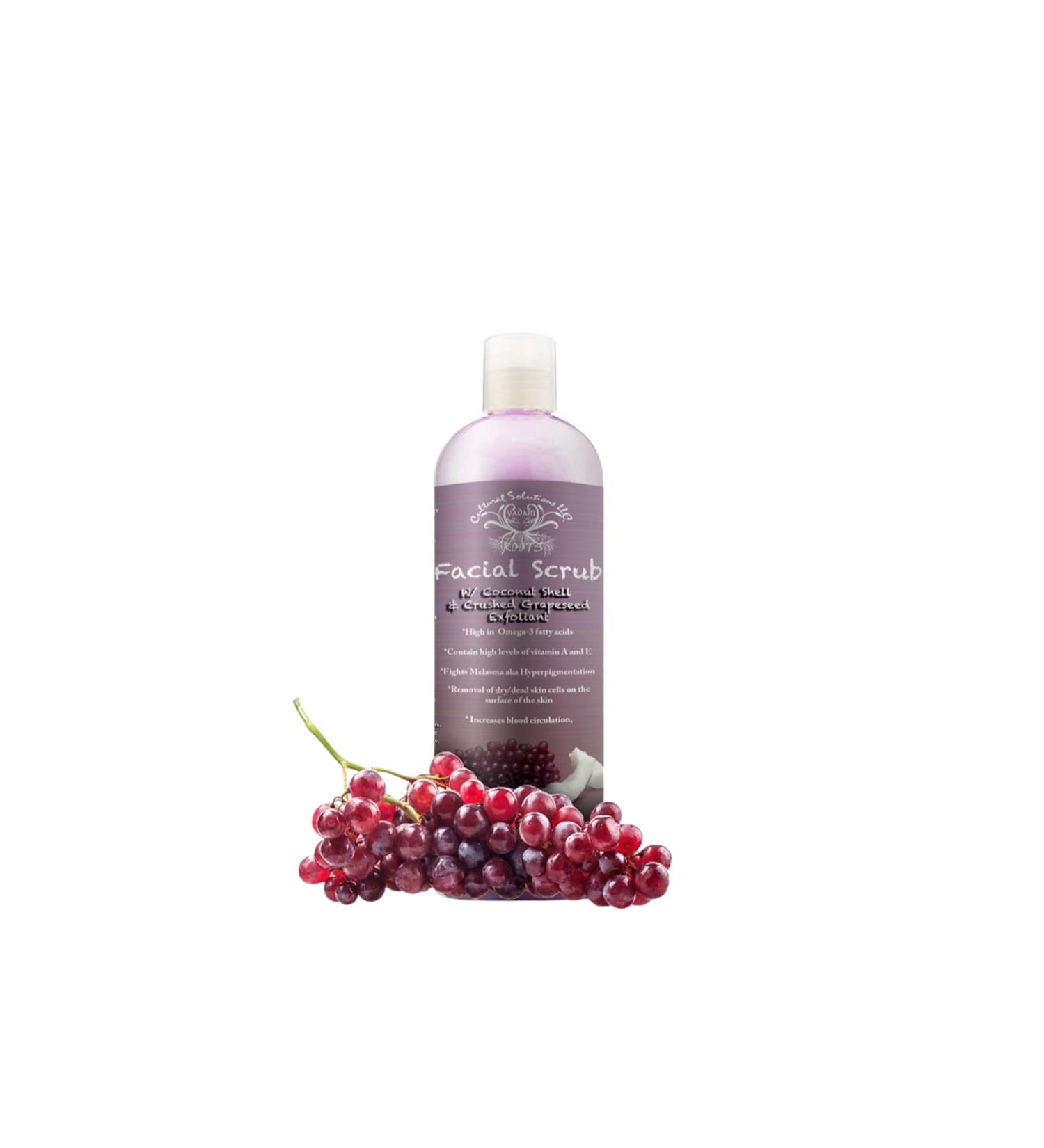Coconut Shell & Grape Seed Facial Scrub Exfoliating Cleanser with Vitamin A & E