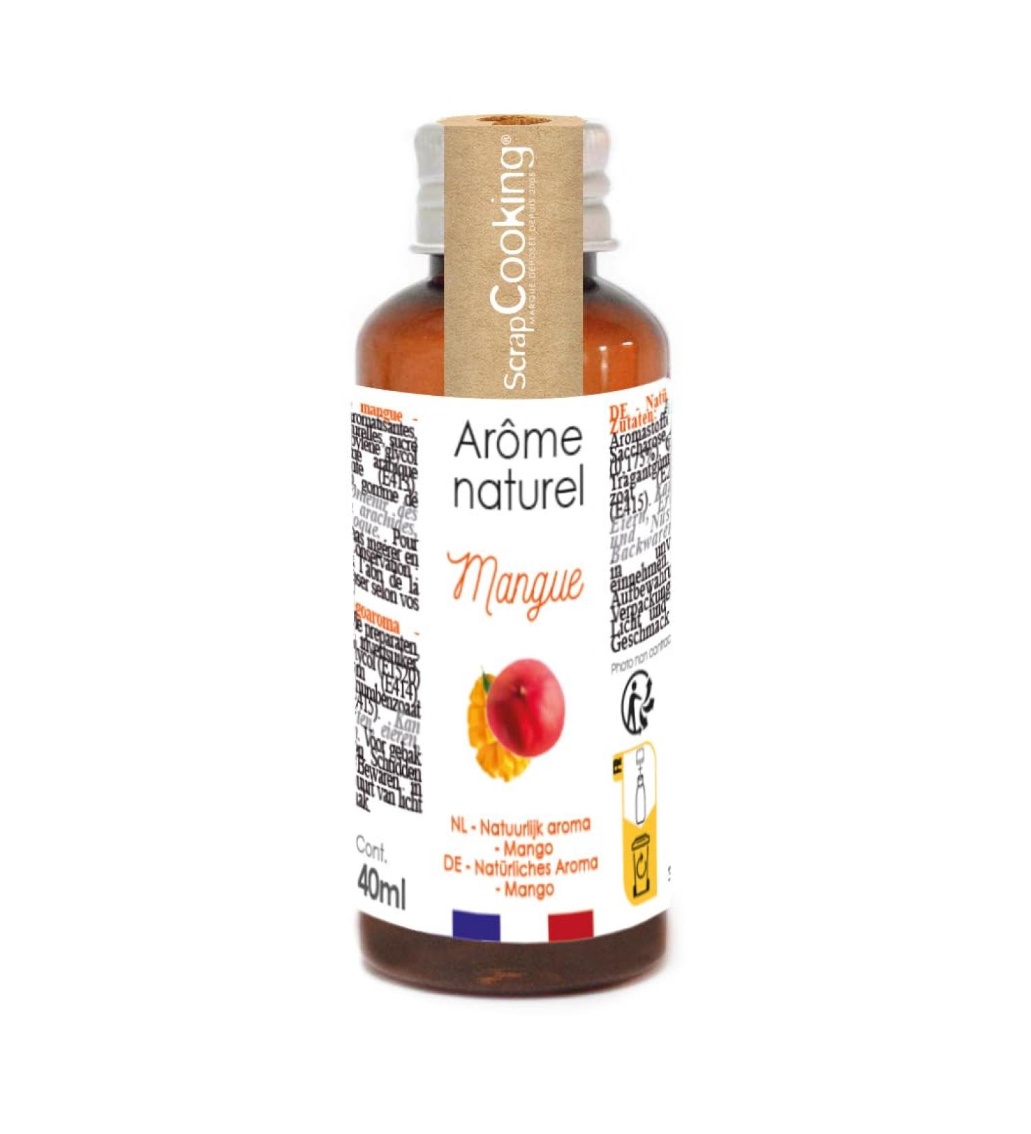 ScrapCooking 4391 Natural Liquid Mango Flavor 40 ml Orange Flavor for Pastry Yogurts Cakes Cheesecakes Cookies Cakes Mousses Ice Cream Smoothies