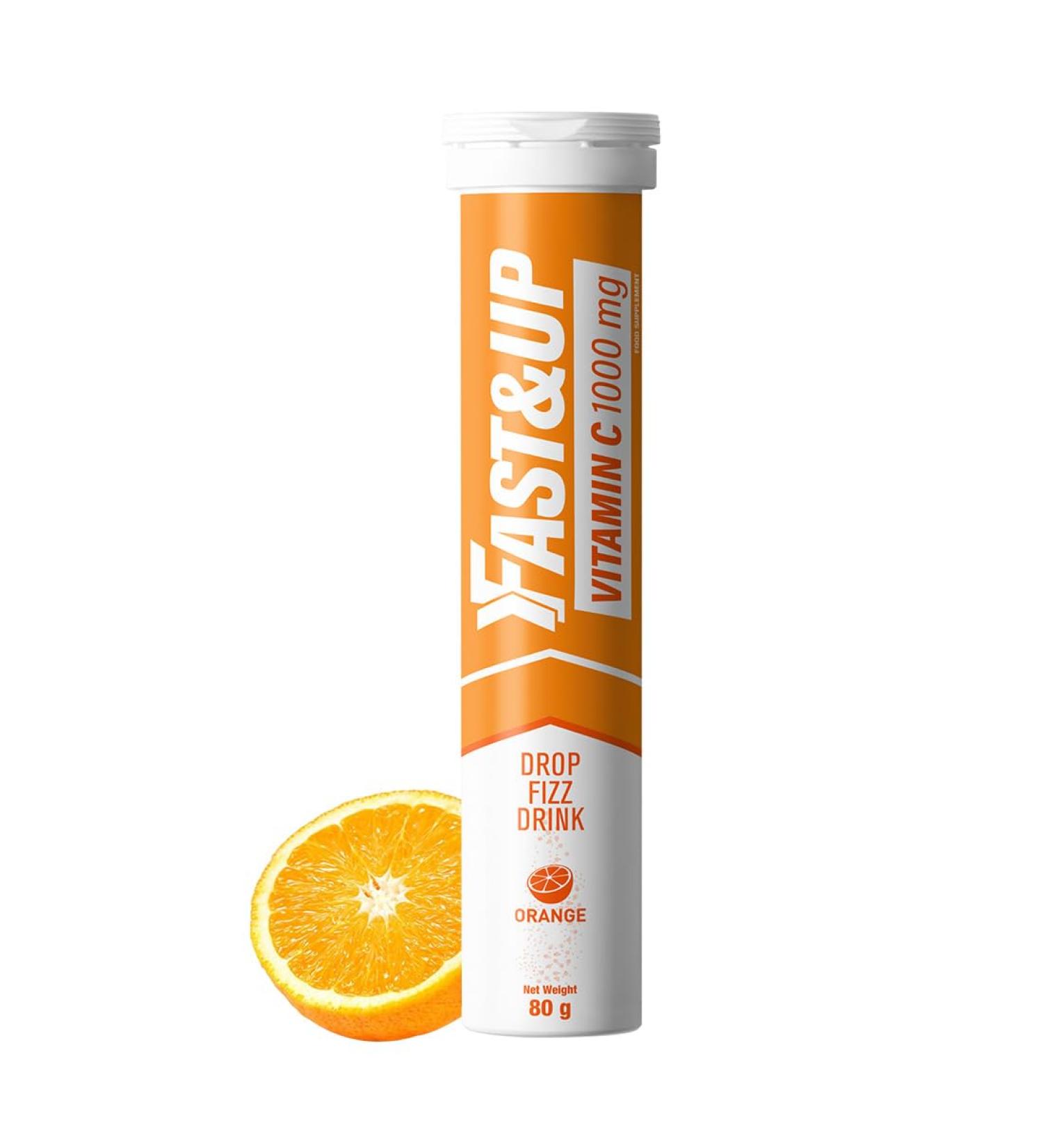 Fast&Up Vitamin C 1000 mg Effervescent Tablets - Immune System Support - Orange Flavour - 20 Count Pack - Buy Online on GoSupps.com