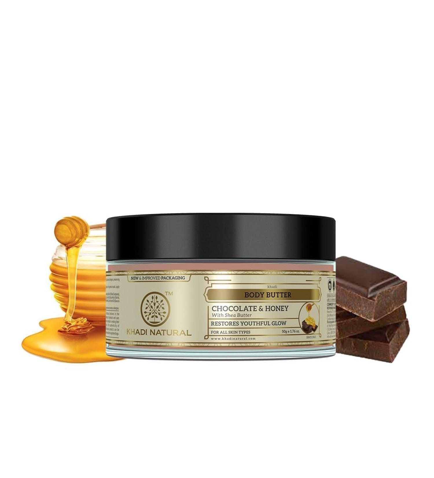 RUVYAA Khadi Natural Chocolate Honey Body Butter|Deeply hydrating|Restores skin glow|Prevents damage to aging skin|Suitable for all skin types|50 g - Buy Online on GoSupps.com