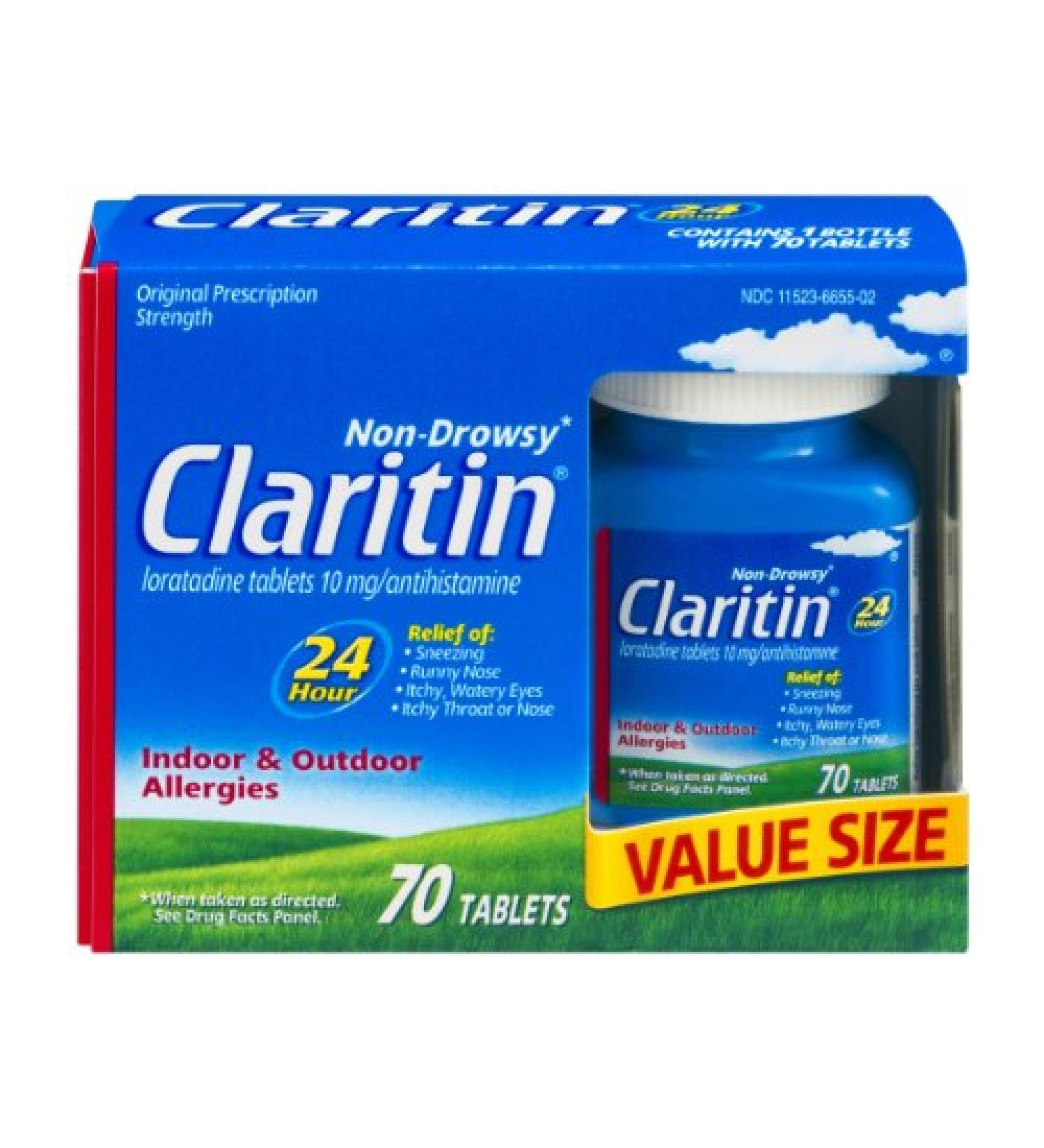 Claritin Non Drowsy Allergy 24 Hour Relief Tablets - 70 Count 6 Pack