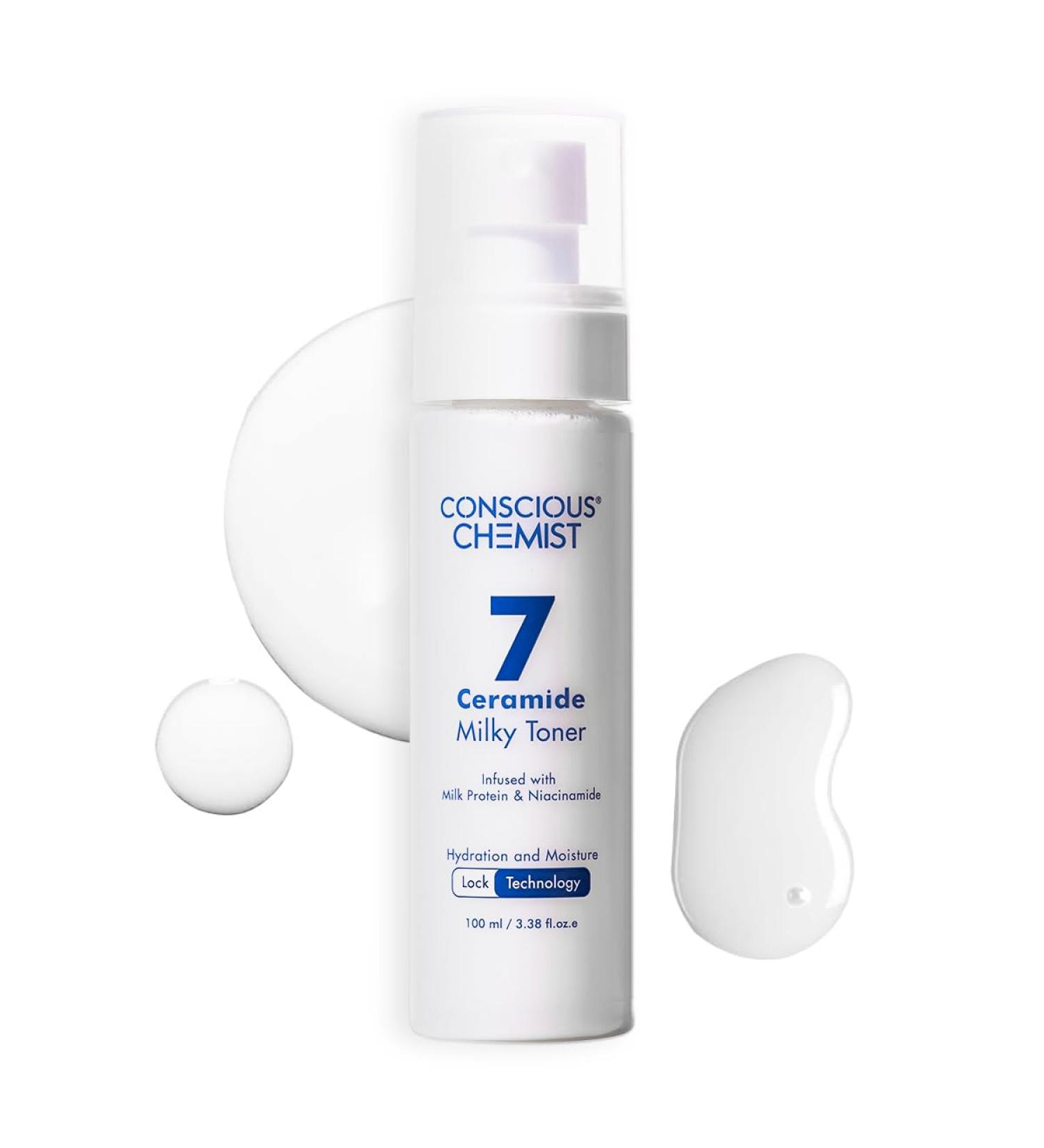 Conscious Chemist Hydrating Milky Face Toner 3.4 fl oz (100ml) | with 7 Ceramide Complex & Niacinamide | Soothes Smooths & Strengthens Skin Barrier | for Glowing Skin | All Skin Types - Buy Online on GoSupps.com