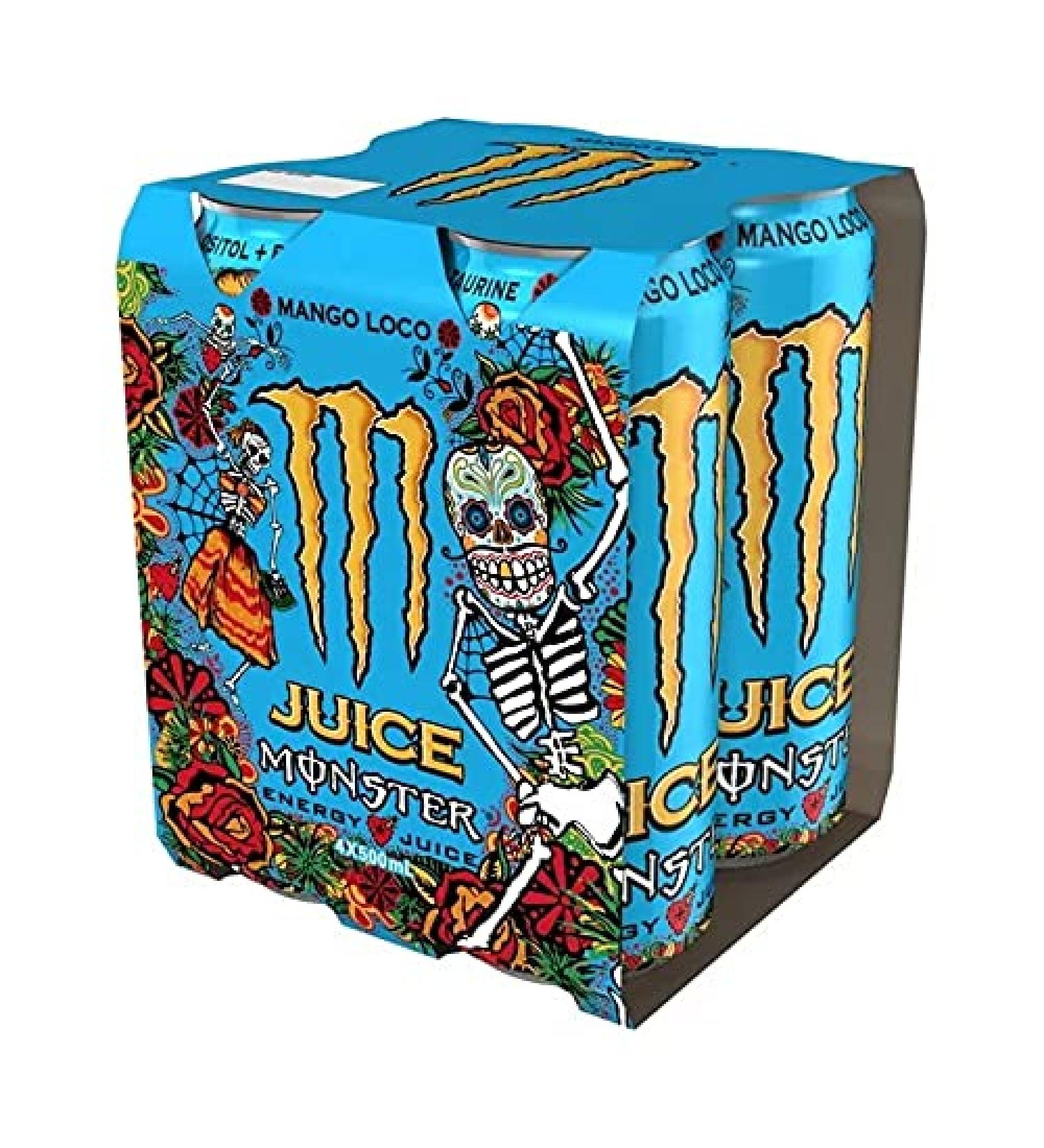 Monster Energy Juiced Mango Loco - The 4x500ml cardboard pack. - Buy Online on GoSupps.com