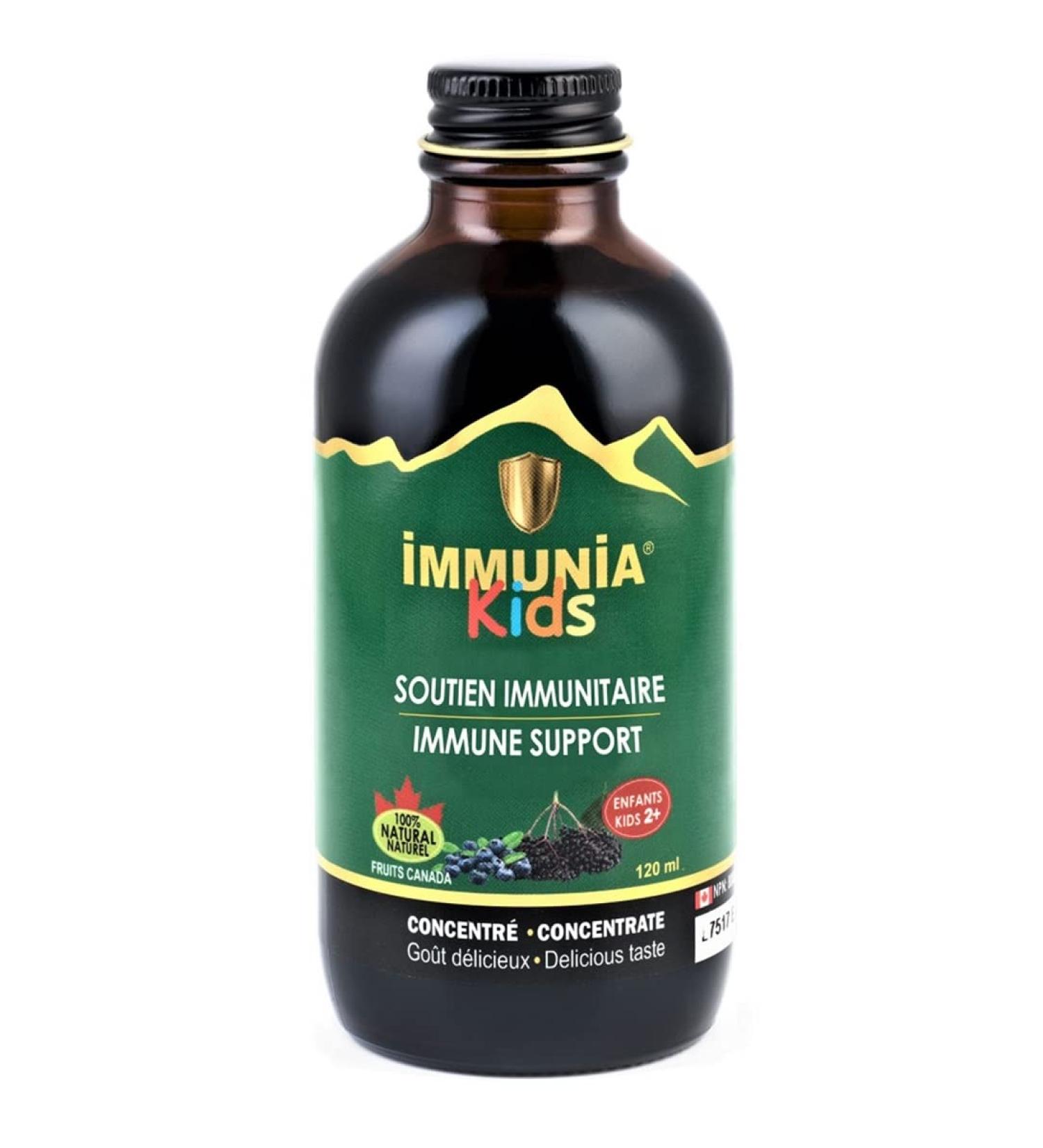 Immunia KIDS - Elderberry Supplement for Kids. Canadian Elderberry & Wild blueberry concentrated. Immune Support. Delicious taste. No sugar added. Made in Canada with fruits from Canada. (1-pack) 120 ml (Pack of 1) - Buy Online on GoSupps.com