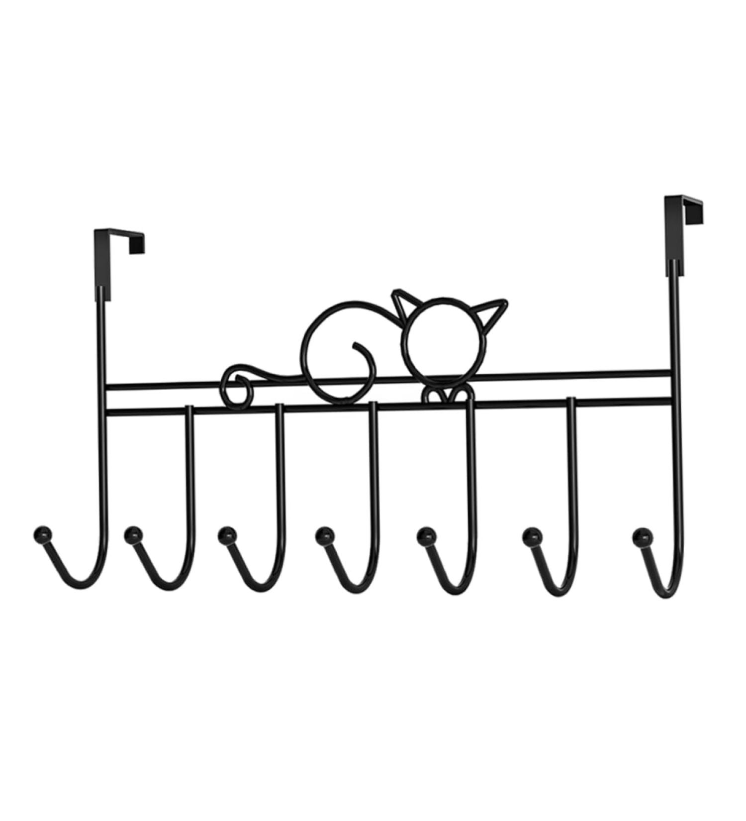 WHAMVOX College Essentials 7 Door Hook s Robe Hanger Stainless Steel Hangers Storage Racks Shelf Office No Punching 42X22CM Black - Buy Online on GoSupps.com