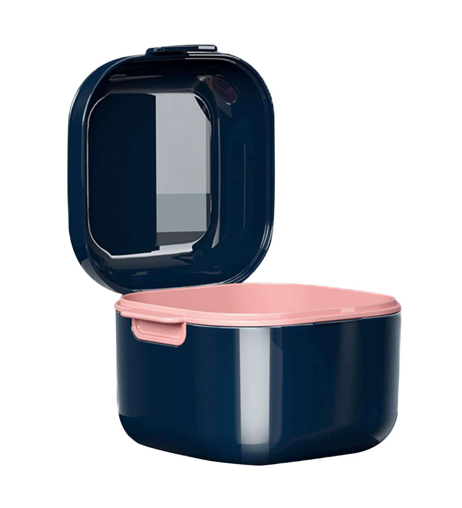 Dental Prosthesis Box | Portable False Teeth & Retainer Container for Travel | Orthodontic Cleaning Box (Blue) - Buy Online on GoSupps.com