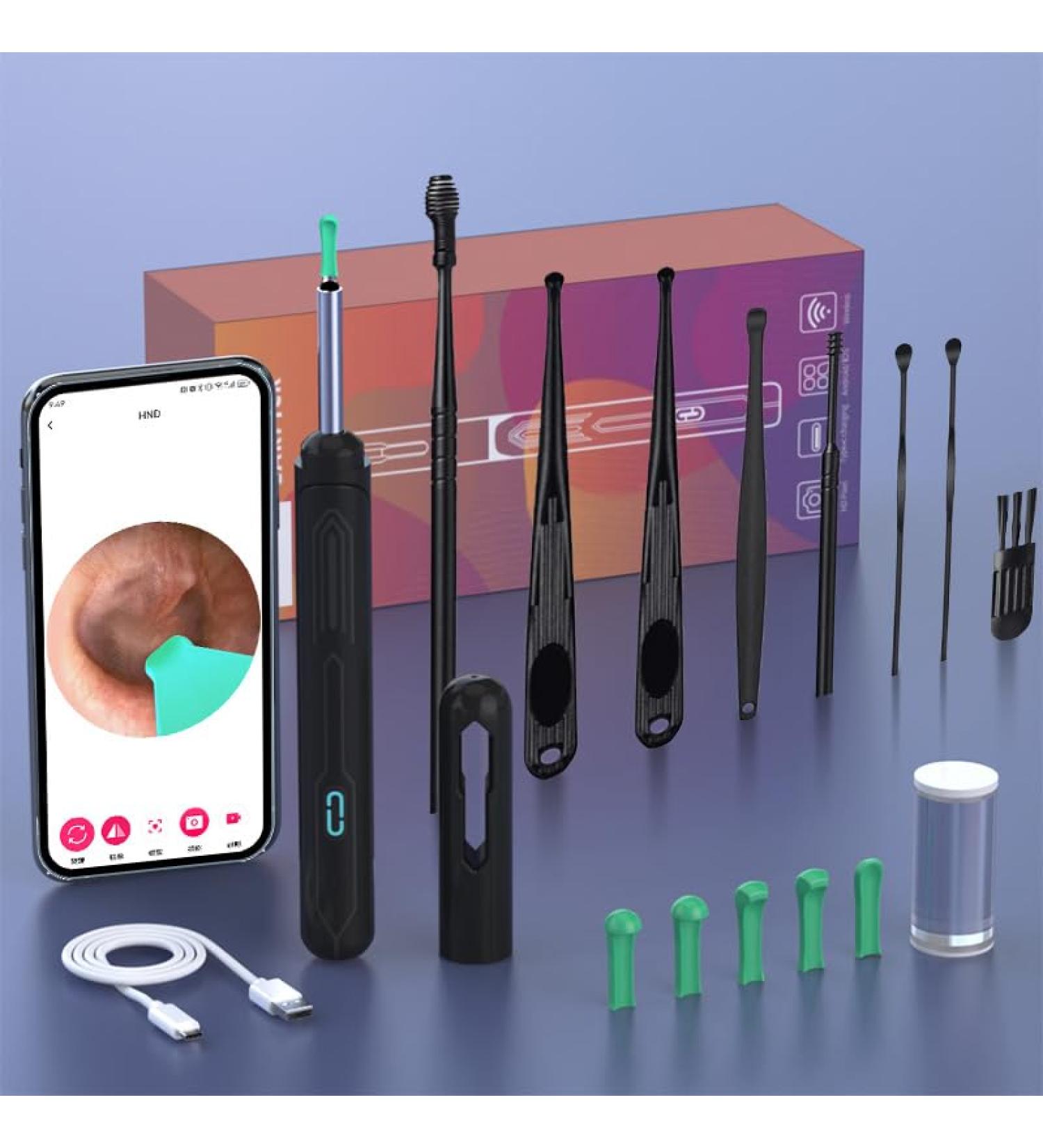 Ear Wax Removal Tool Camera Kit - LED Light 7 Picks Instant Cleaning for iPhone iPad Android - Hassle-Free Ear Cleaner - Buy Online on GoSupps.com