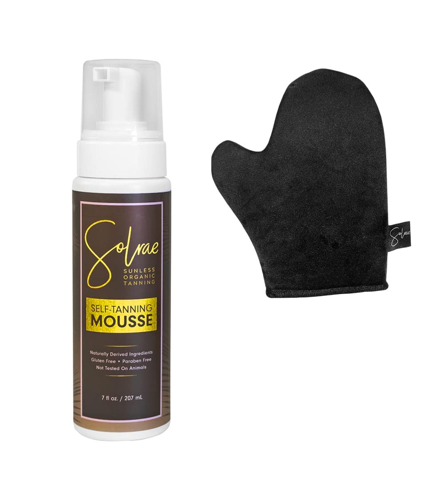 Solrae Sunless Self Tanning Mousse with Mitt | Organic & Easy Apply | 7 oz/207 ml - Buy Online on GoSupps.com