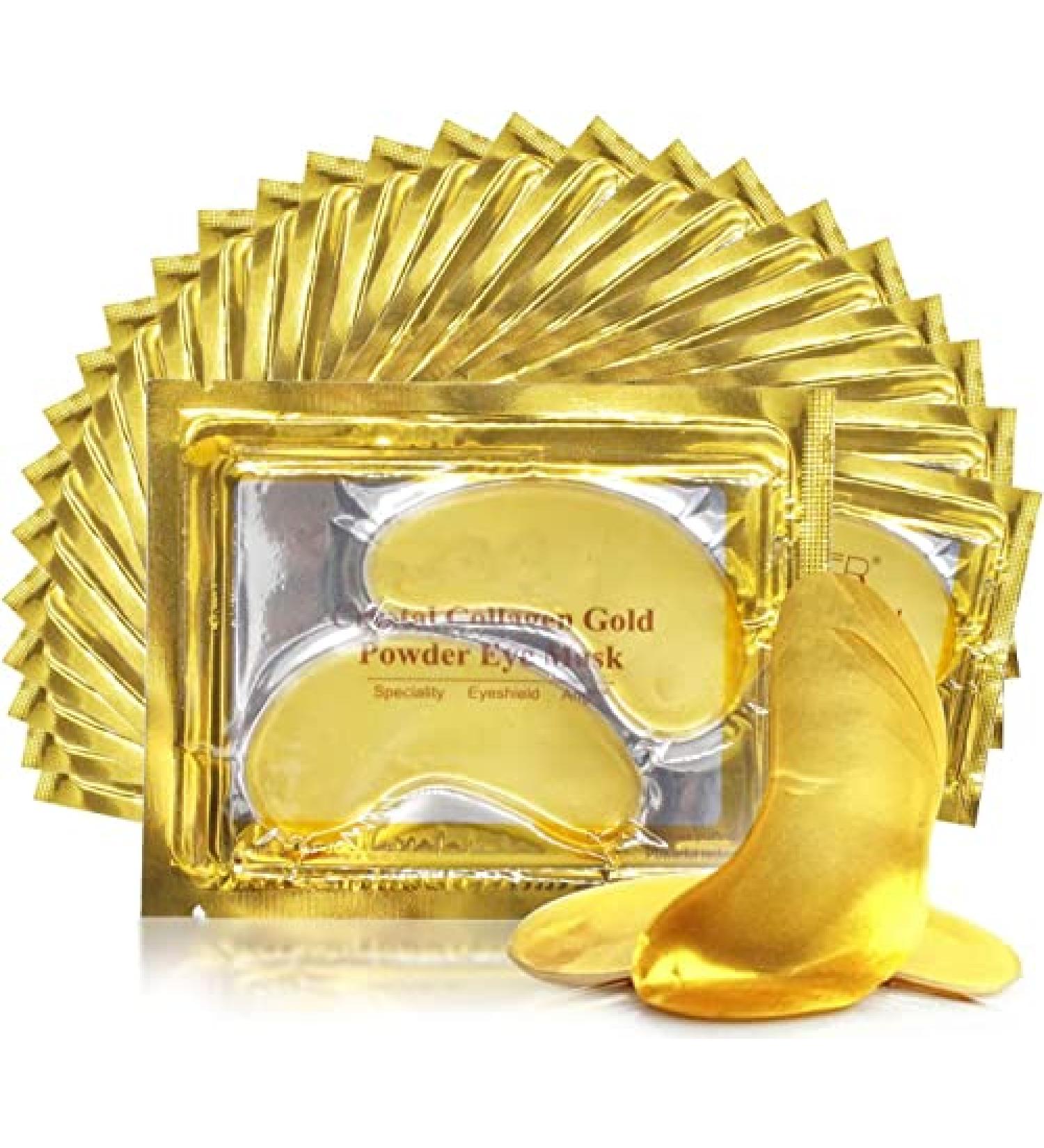 25 Pairs of 24K Gold Under Eye Gel Pads - Reduce Dark Circles Wrinkles & Puffiness - Anti-Aging Moisture Mask - Buy Online on GoSupps.com