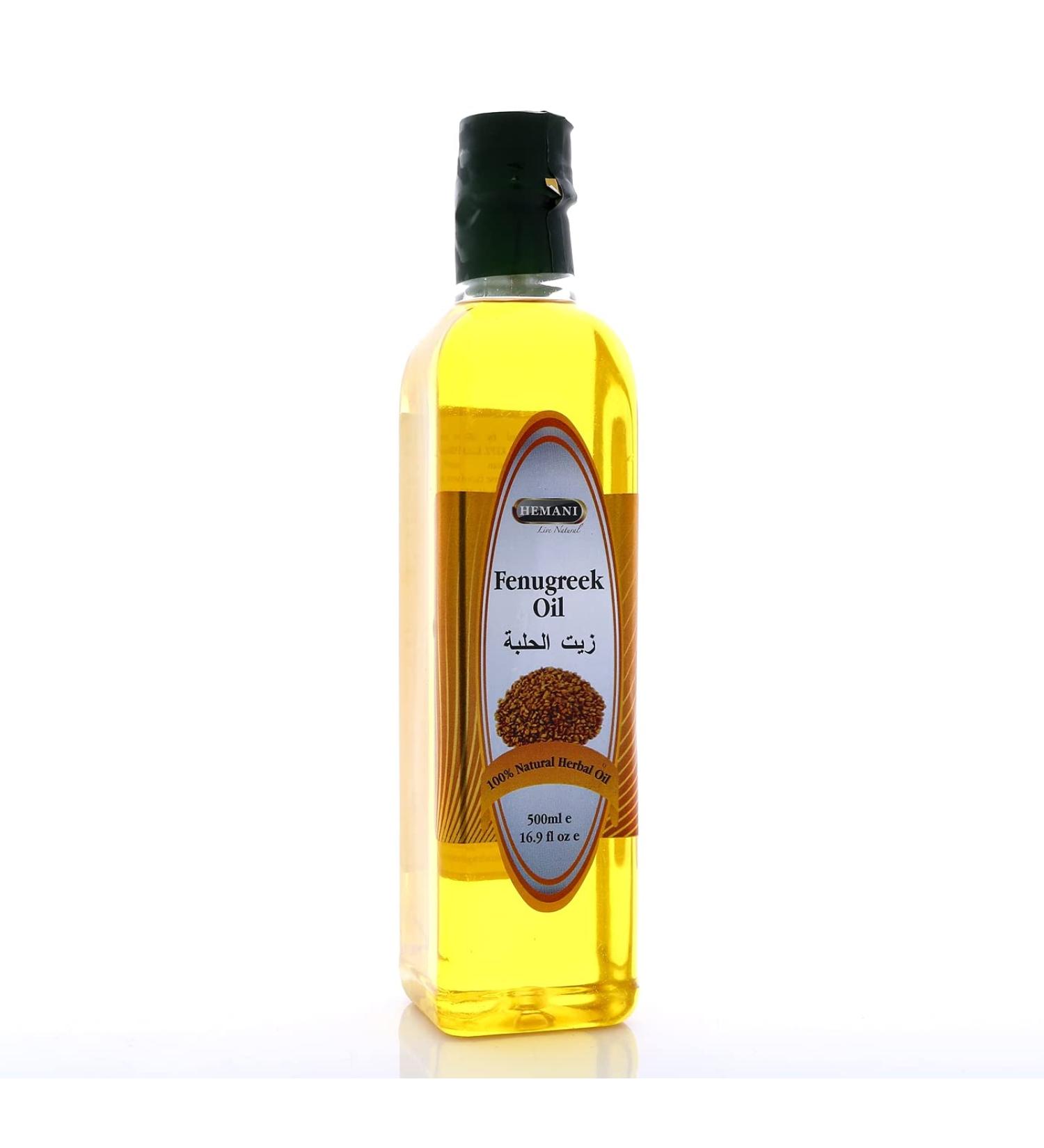 Hemani Fenugreek Oil 500ml - 100% Pure & Natural Fenugreek Seed Essential Oil for Skin Hair Wellness Aromatherapy & Natural Health Remedies Suitable for All Skin Types