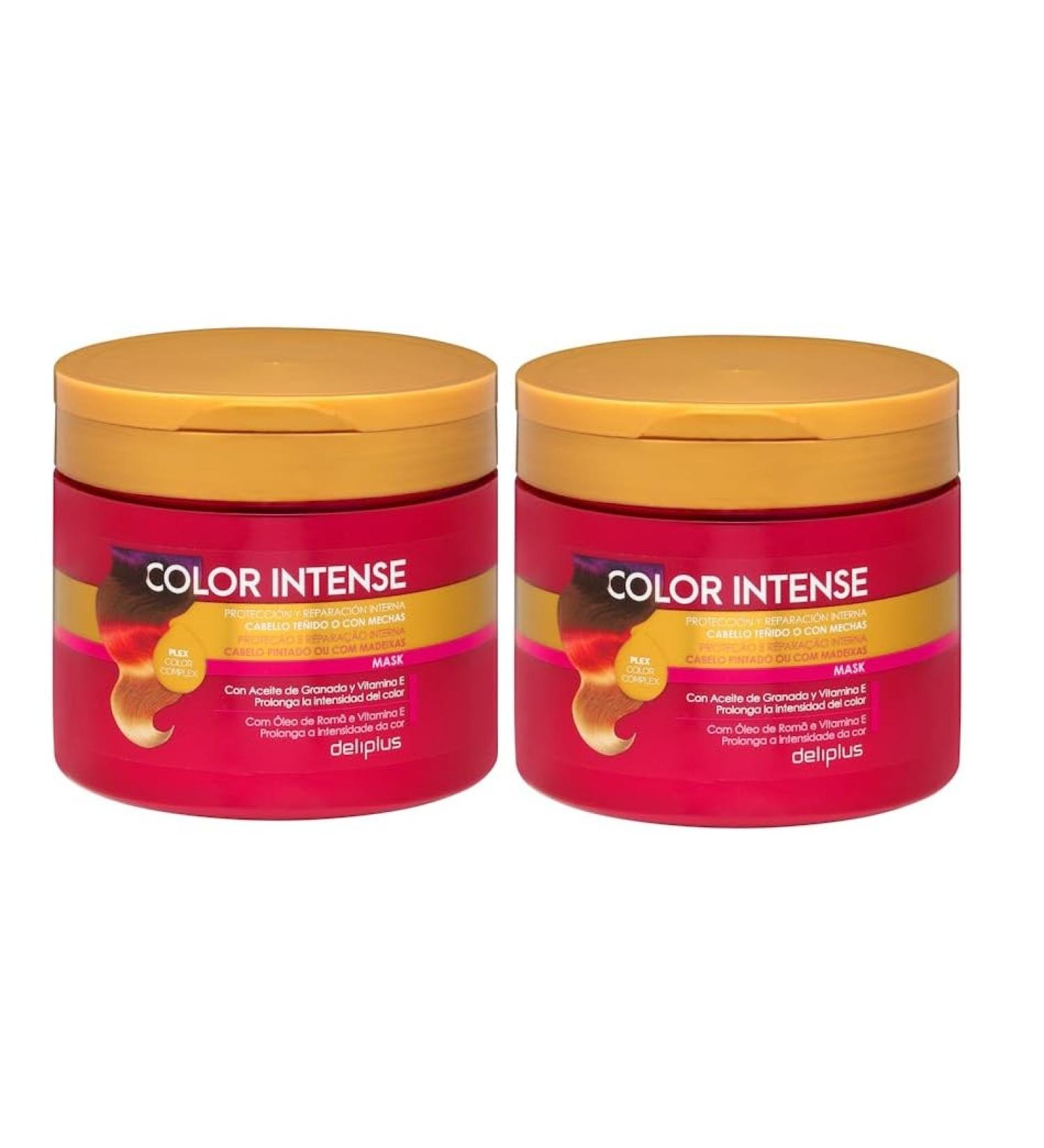 Lot de 2 masques Color Intense Deliplus pour cheveux color s ou m ch s avec de l'huile de grenade et de la vitamine E | 2 pots de 400 ml 800 ml