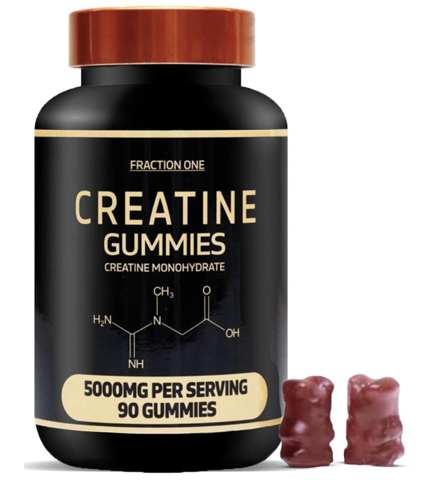 Creatine Monohydrate Gummies 5000mg - 90 Chewable Vegan Chews - Berry Flavoured Pre Workout Supplement - 45 Days Supply for Men & Women - Buy Online on GoSupps.com