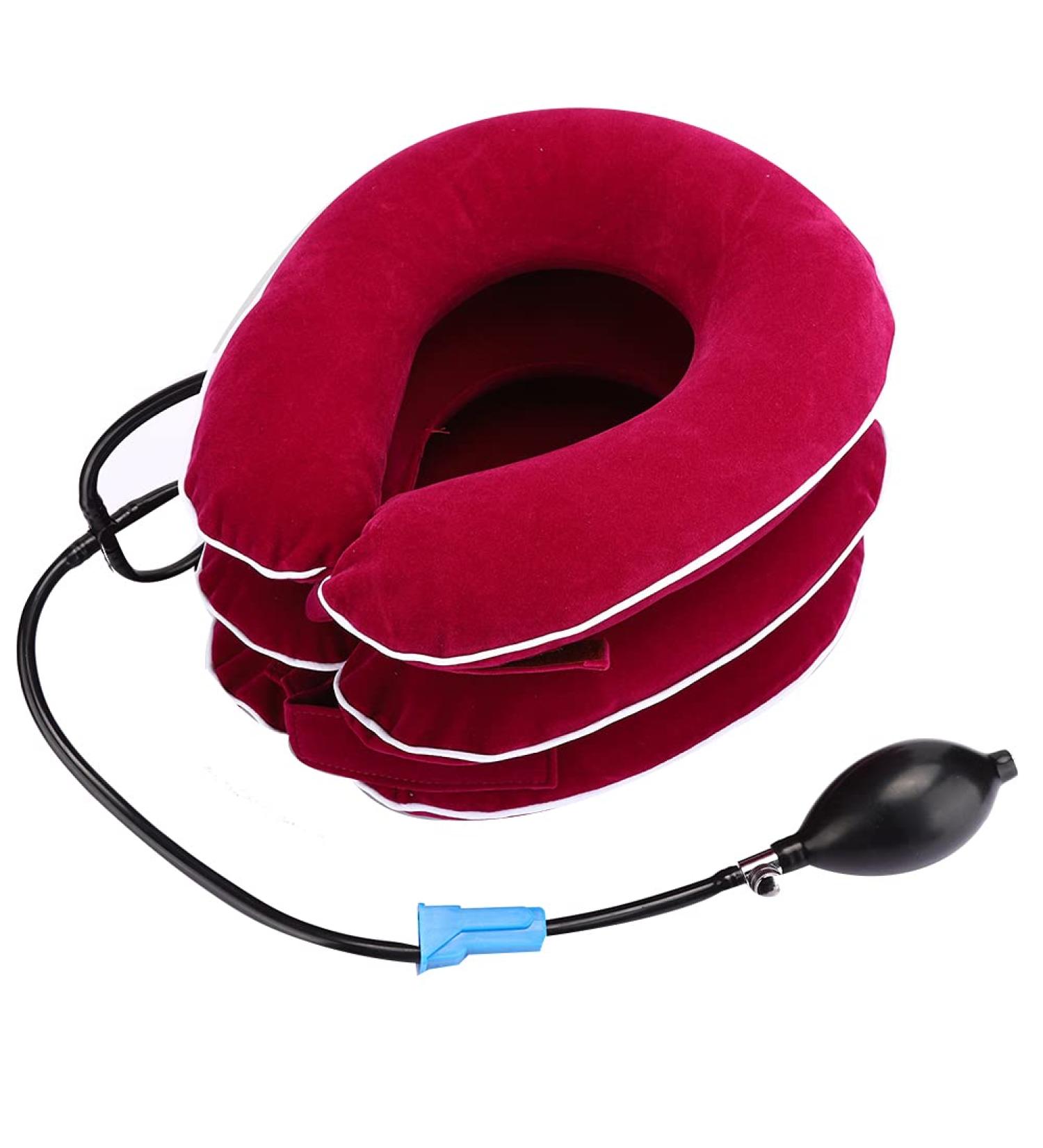 Loft Stone Inflatable Neck Stretcher - Adjustable Neck Support & Decompression Pillow for Chronic Spinal Relief - Rose Red - Buy Online on GoSupps.com