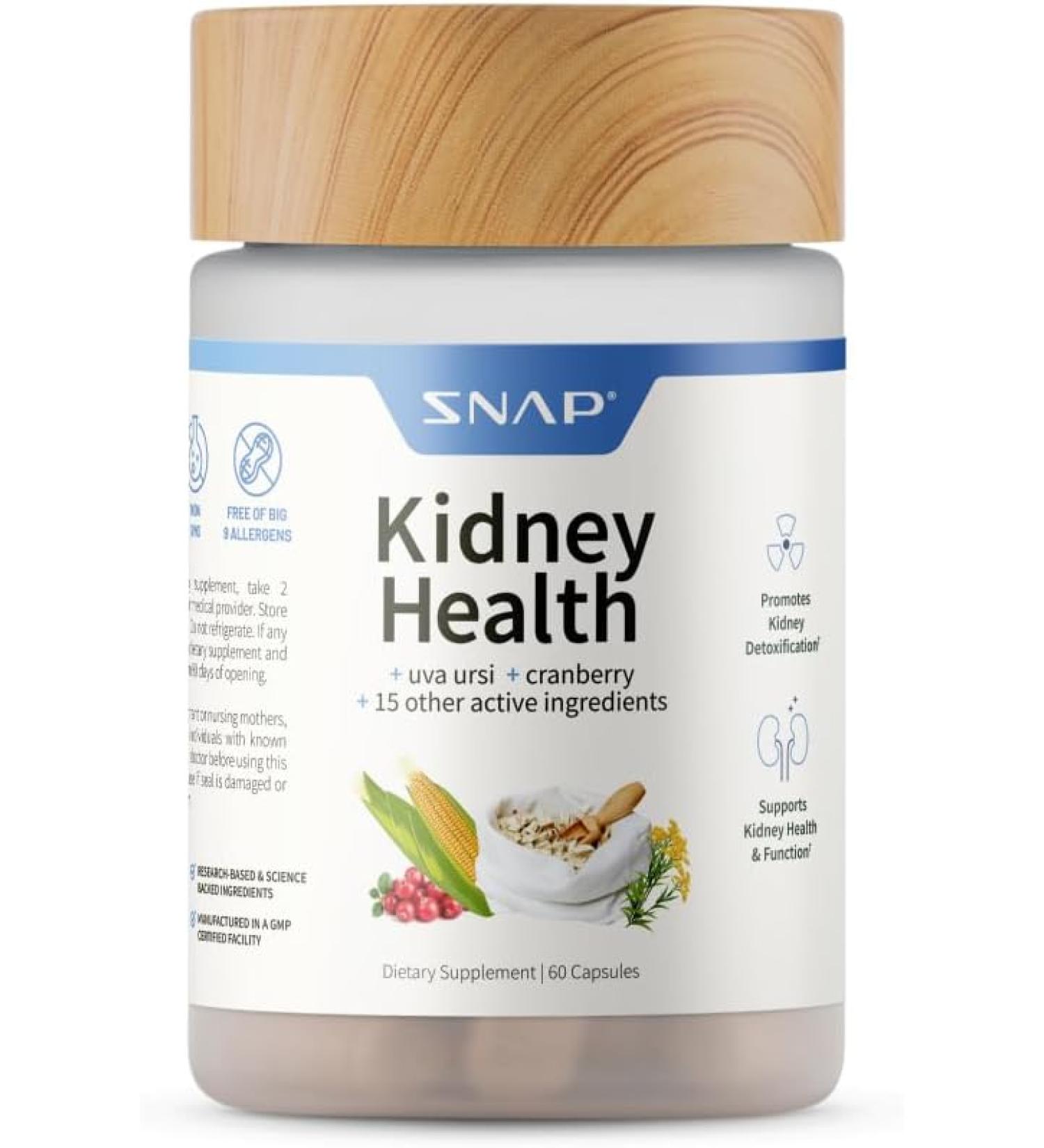 Snap Supplements Kidney Health Support - Detox, Repair & Restore Formula with Uva Ursi - 60 Capsules - Buy Online on GoSupps.com