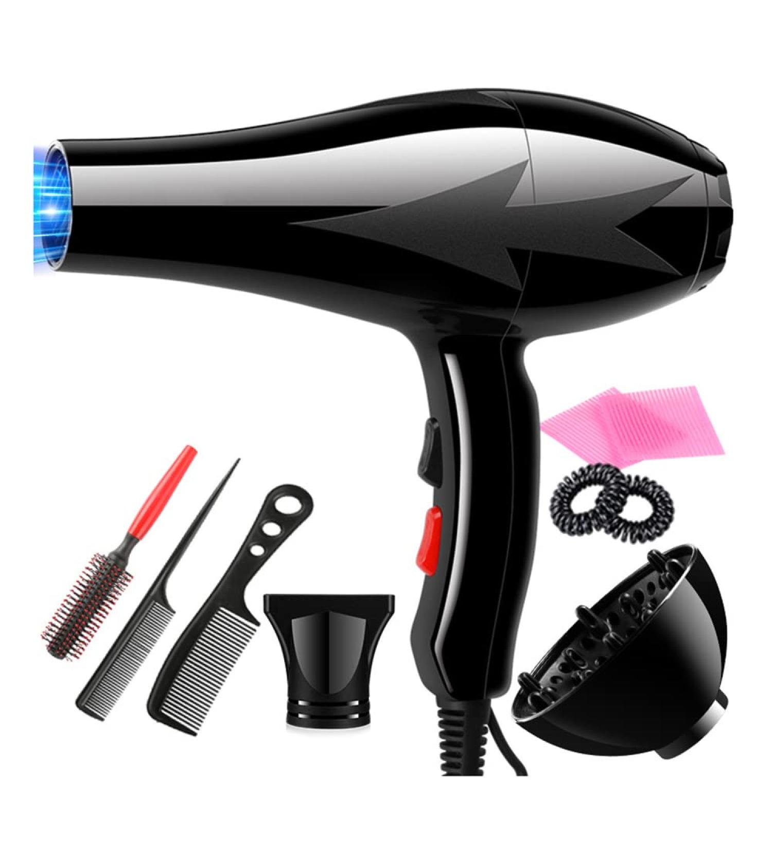 1200W Power Ionic Hair Dryer Professional Salon Dry Hair Hairdryer with Concentrator Diffuser and Comb AC Motor Fast Blow Dryers with 3 Heat 2 Speed Settings Hanging Loop for Home and Salon small gift - Buy Online on GoSupps.com