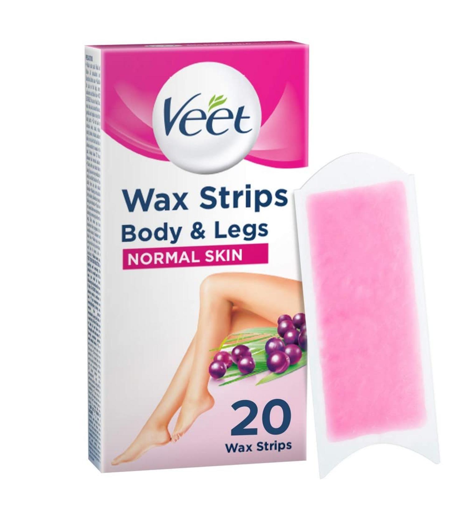 Veet Wax Strips for Legs & Body - 20s Pack for Normal Skin - Buy Online on GoSupps.com