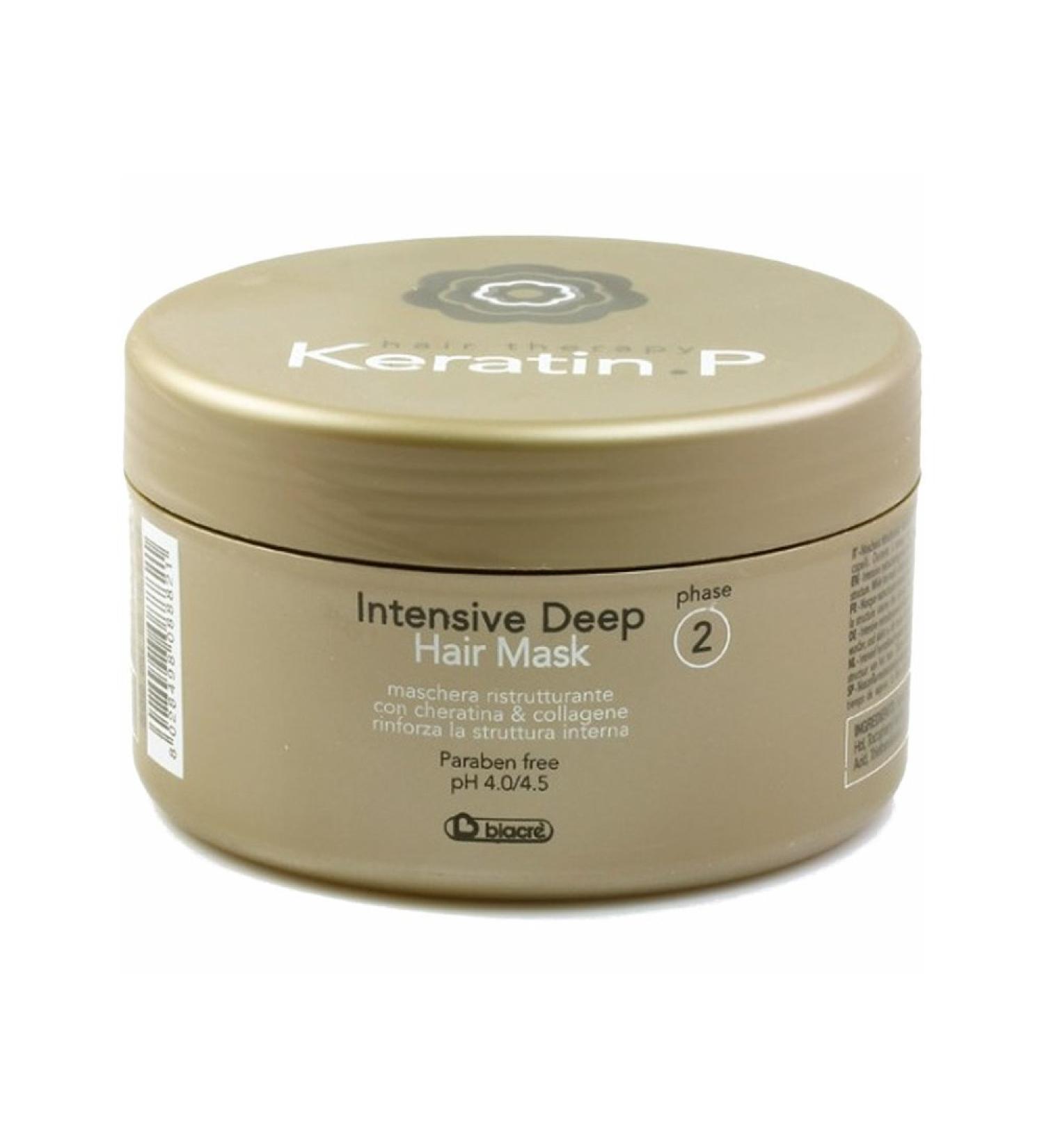 Keratin.P Intensive Deep Hair Mask 500ml Phase 2 Biacr Restructuring Mask - conditioning with keratin and collagen strengthens the internal structure - Buy Online on GoSupps.com