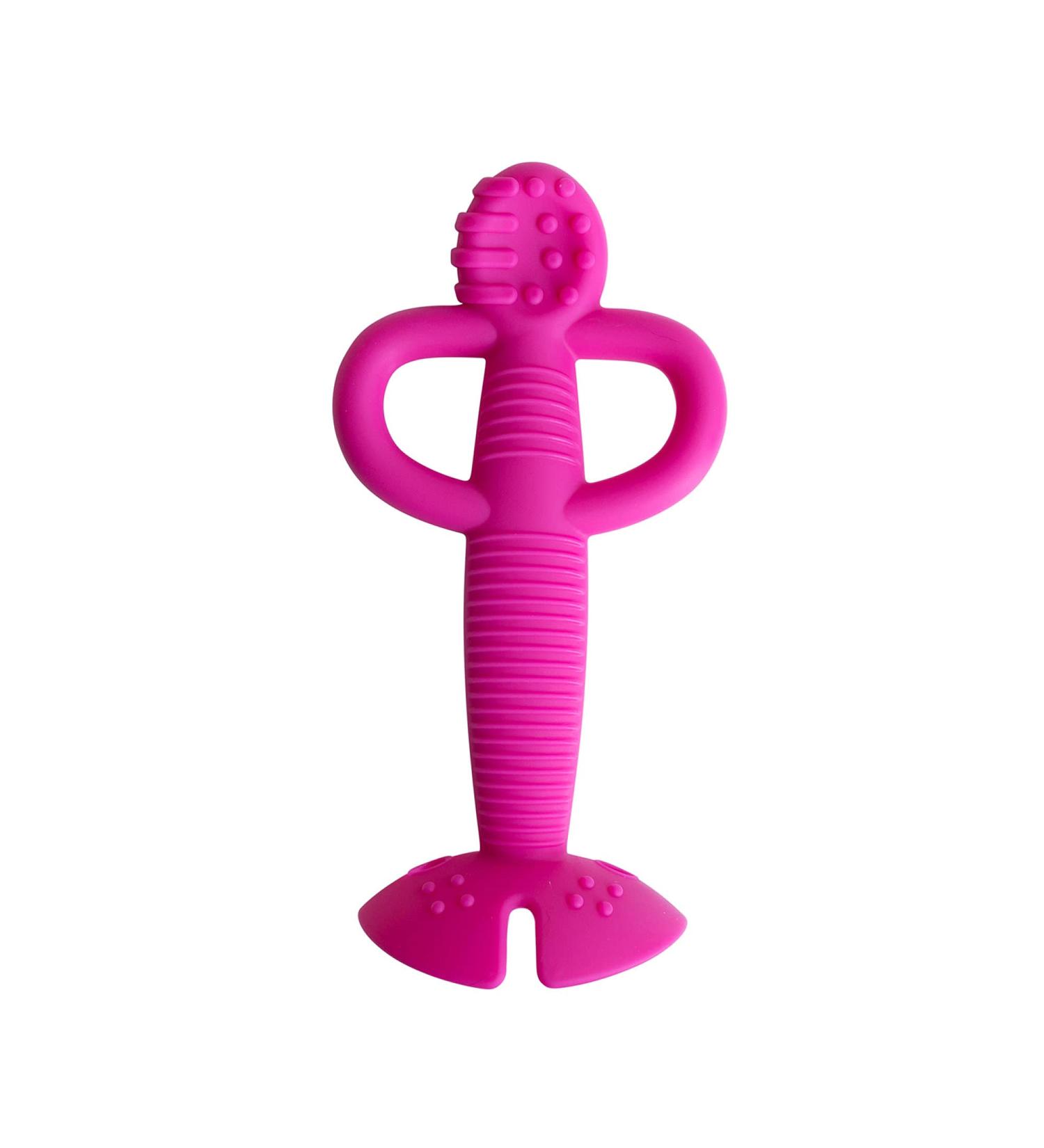 Busy Baby Teething Spoon - 2-in-1 Teether & Training Spoon for Babies and Toddlers - Food Grade Silicone, BPA Free, Pink - Buy Online on GoSupps.com