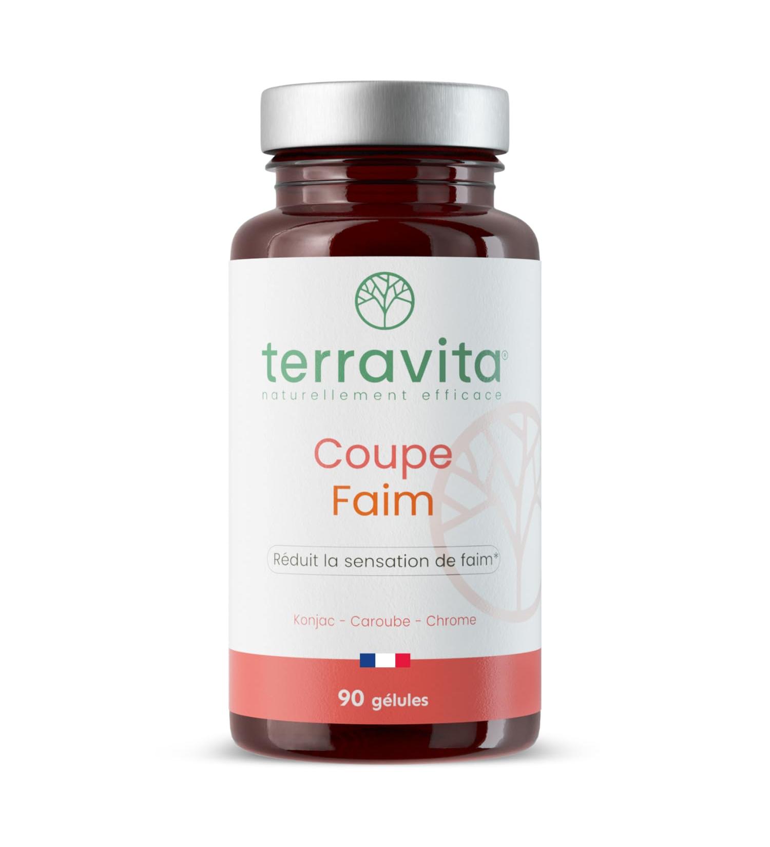 COUPE-FAIM | Konjac 95% + Caroube + Chrome | 3 Actifs Naturels pour Effet Coupe Faim Puissant et Rapide | Riche en Glucomannane | 90 G lules Vegan | Made in France | Terravita - Buy Online on GoSupps.com