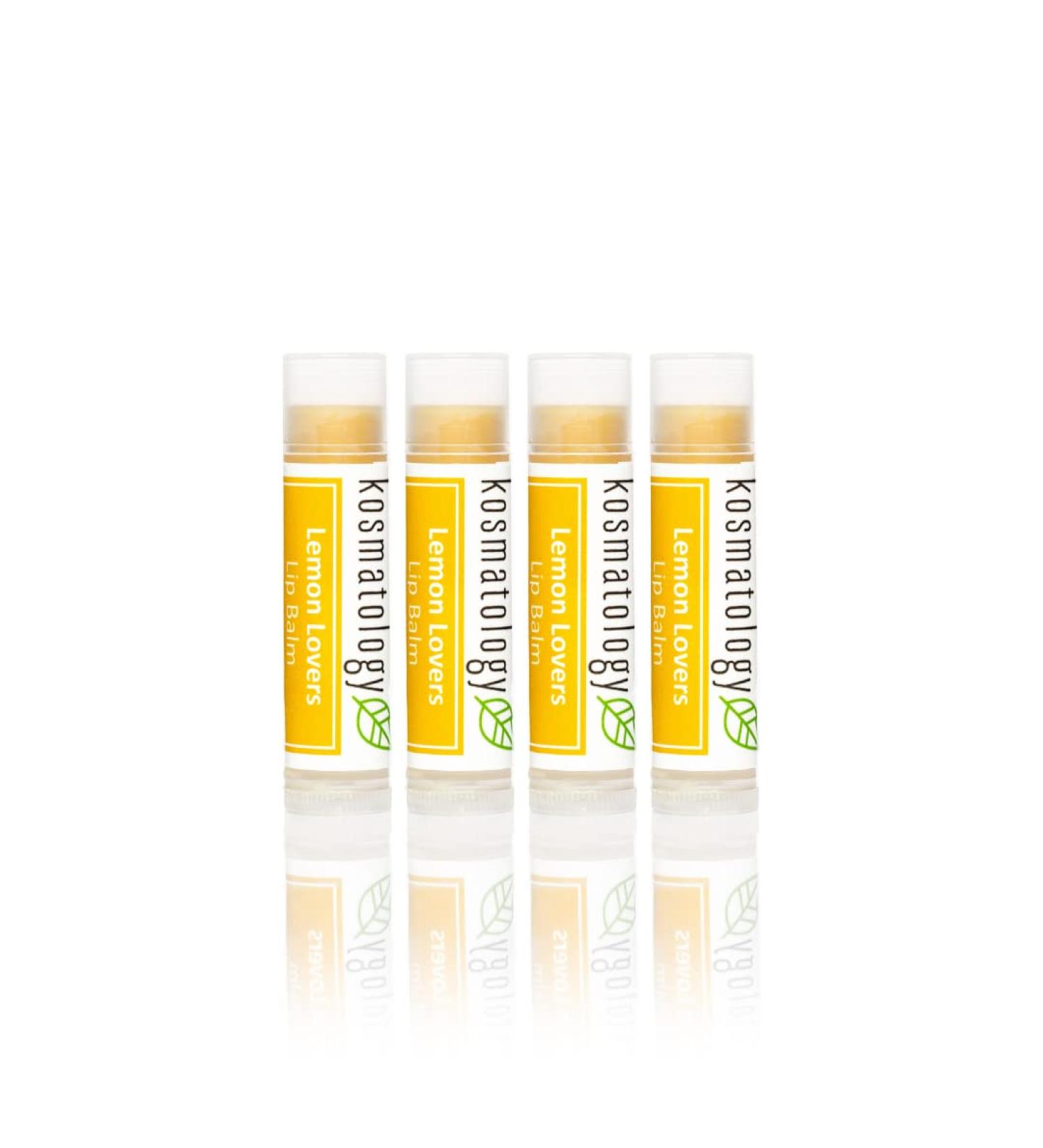 Kosmatology Organic Lemon Sage Lip Balm - Lemon Lovers 4 Pack | Beeswax Free | Vegan | 100% Natural Moisturizer for Cracked & Dry Lips - Buy Online on GoSupps.com