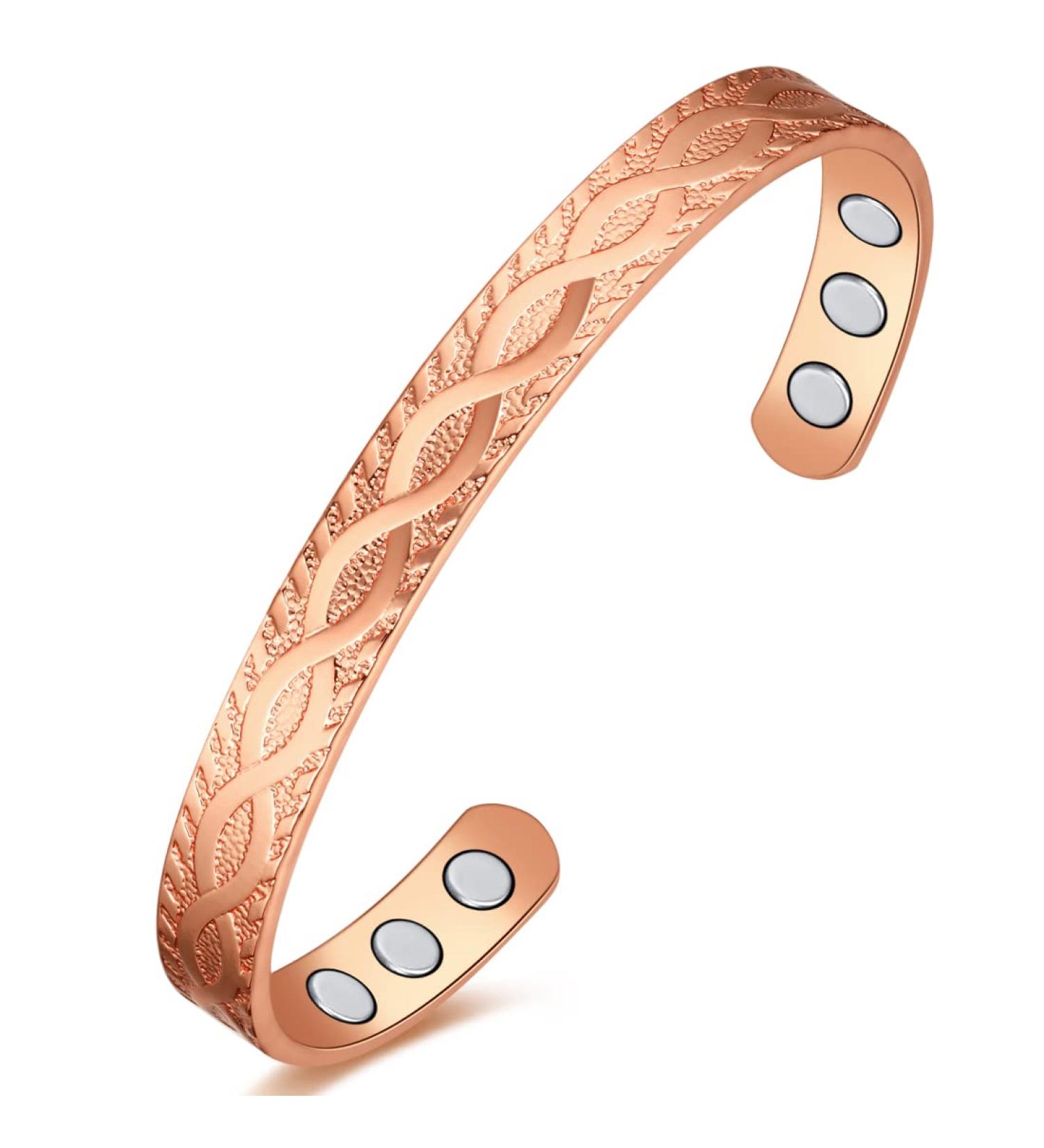 Vicmag Copper Magnetic Bracelet for Women Men | 6X Ultra Strength Magnets | Adjustable Size | 99.99% Solid Pure Copper | Rose Gold Branch Design | Gift Box Included - Buy Online on GoSupps.com