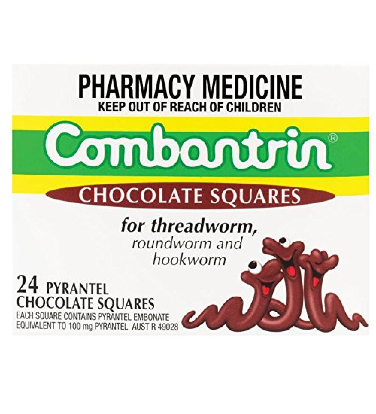 Combantrin Chocolate Squares 24 - Worming Treatment for Children & Adults | Made in Australia - Buy Online on GoSupps.com