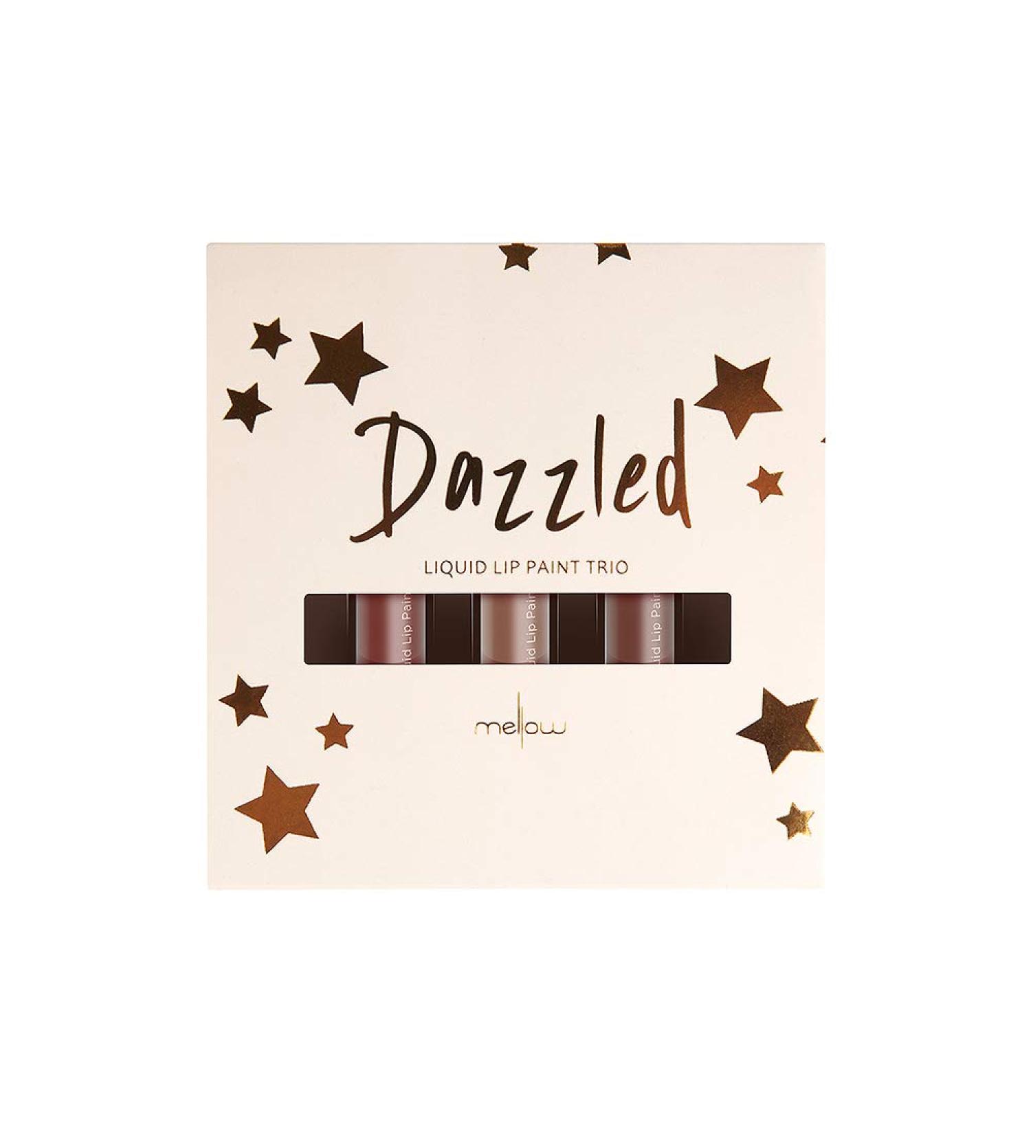 Mellow Matte Liquid Lipstick for Women - Cruelty-free & Vegan Lips Makeup - High-pigmented Smooth Lip Paint - Set of 3 Dazzled Liquid Lip Shades Cosmetics