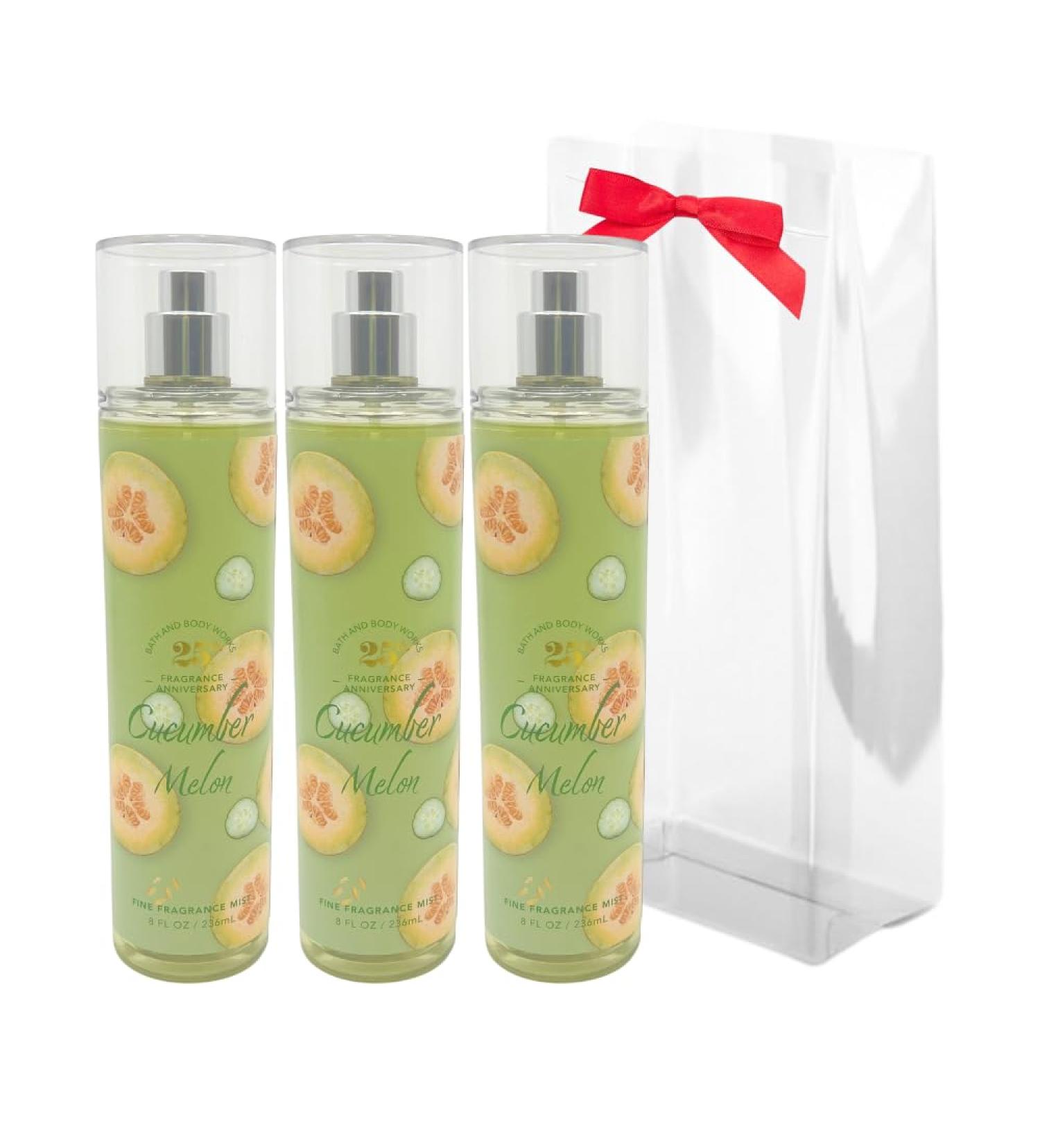 Bath & Body Works CUCUMBER MELON Fine Fragrance Mist 8 fl oz Gift Set with a Red Bow for Holiday & Gifts Pack of 3 - Limited Edition - Buy Online on GoSupps.com
