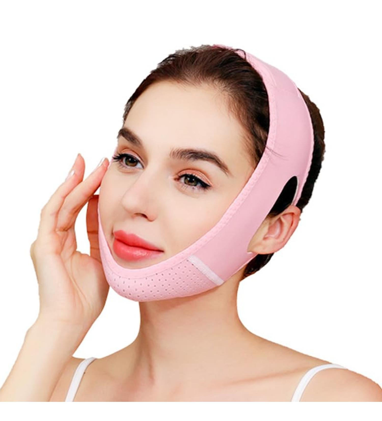 V Line Lifting Mask for Women - Reusable Double Chin Reducer - Pink Face Lifting Belt - Buy Online on GoSupps.com