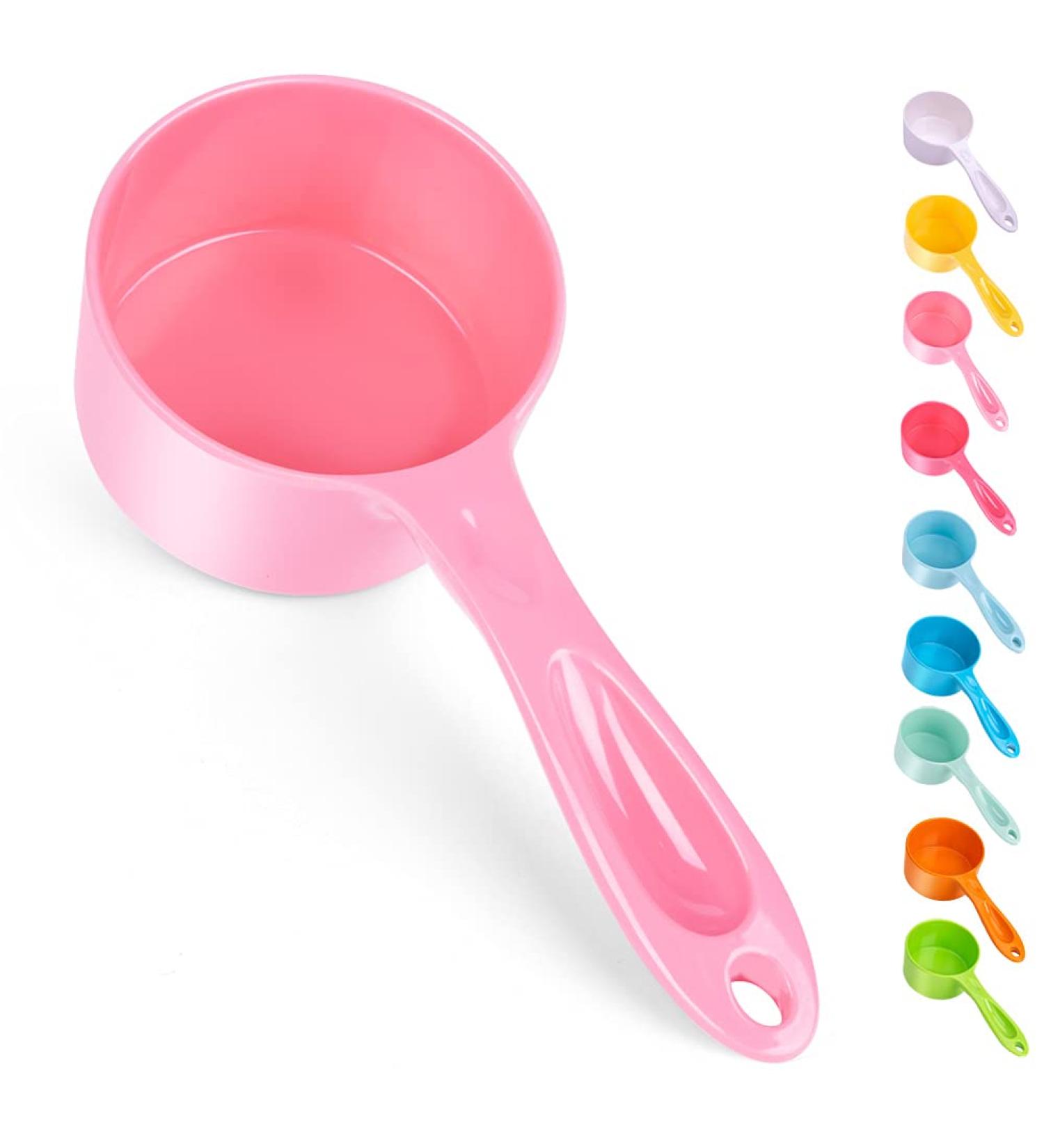 Food Grade Melamine Scoop Set - 1 Cup and 1/2 Cup Pink Scoops for Pet Food, Flour, Candy - Plastic Dry Measuring Cup for Canisters and Freezer - Buy Online on GoSupps.com