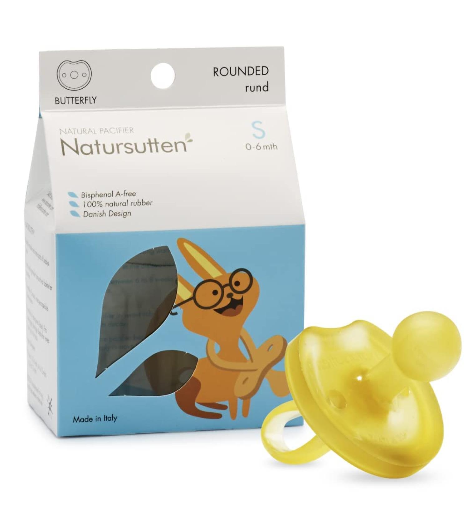 Natursutten 0-6 Months Butterfly Shield Pacifier | Orthodontic Nipple | Natural Rubber | BPA-Free | Made in Italy - Buy Online on GoSupps.com