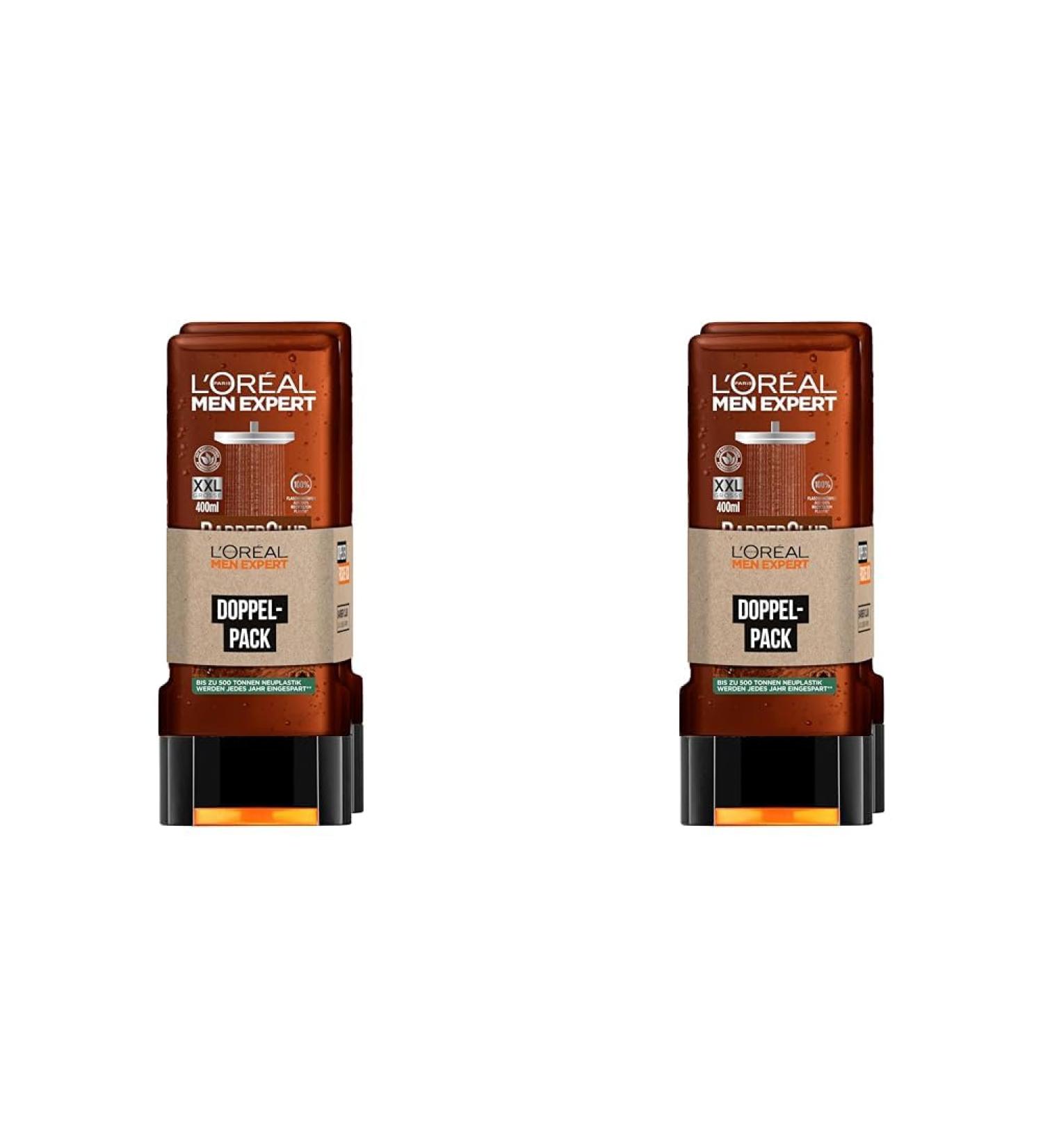 L'Or al Men Expert Barber Club shower gel for body hair & beard cleaning shower gel with cedar wood fragrance for 24h 2 x 400ml (pack with 2) 400 ml (4 Pack)