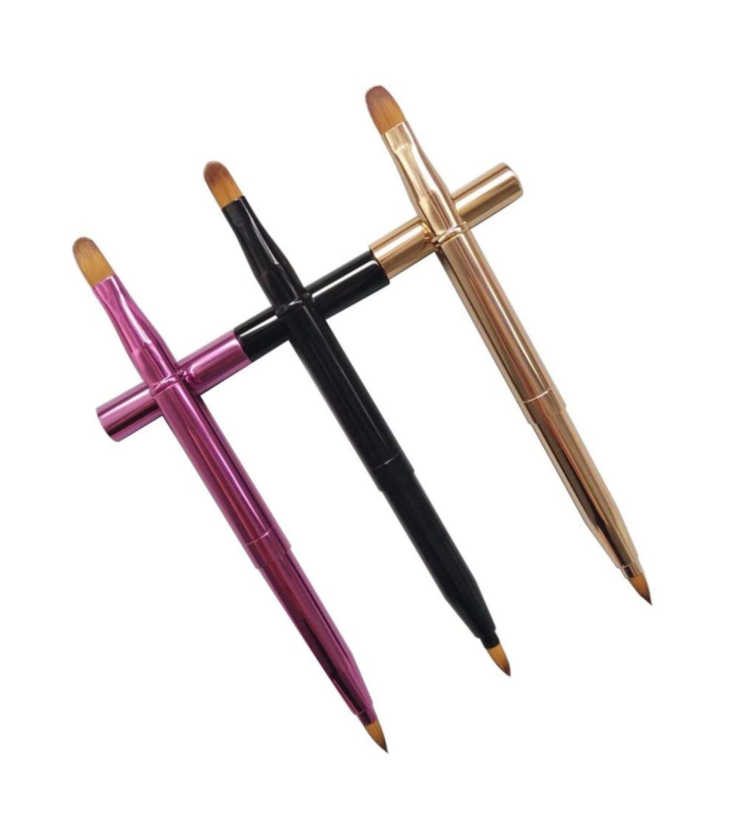 Beaupretty Double-Sided Lip Brushes - Travel Pin Brush Set for Women | 3 Pieces in Gold Purple & Black | Perfect Lipstick & Gloss Makeup Tool - Buy Online on GoSupps.com