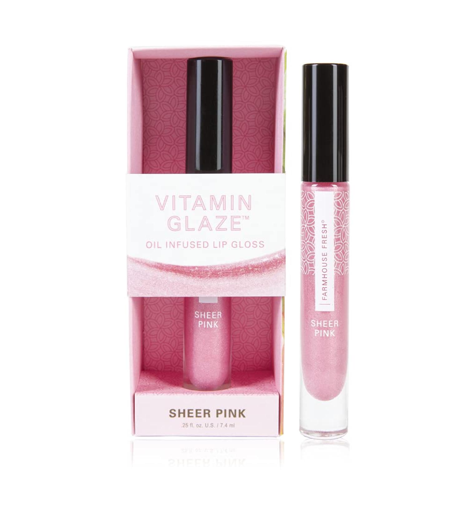 FarmHouse Fresh Vitamin Glaze Oil-Infused Lip Gloss - Sheer Pink 0.25 oz | Moisturizing Lip Gloss for All Skin Types | International Shipping Available - Buy Online on GoSupps.com