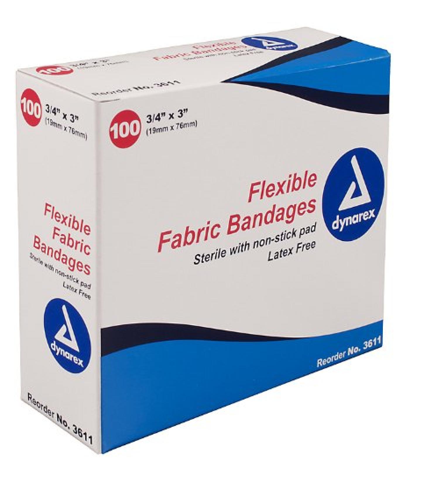 Dynarex Adhesive Fabric Bandage  3 Inches X 3 Inches Sterile  4 Wing  50 Count 50 Count (Pack of 1)