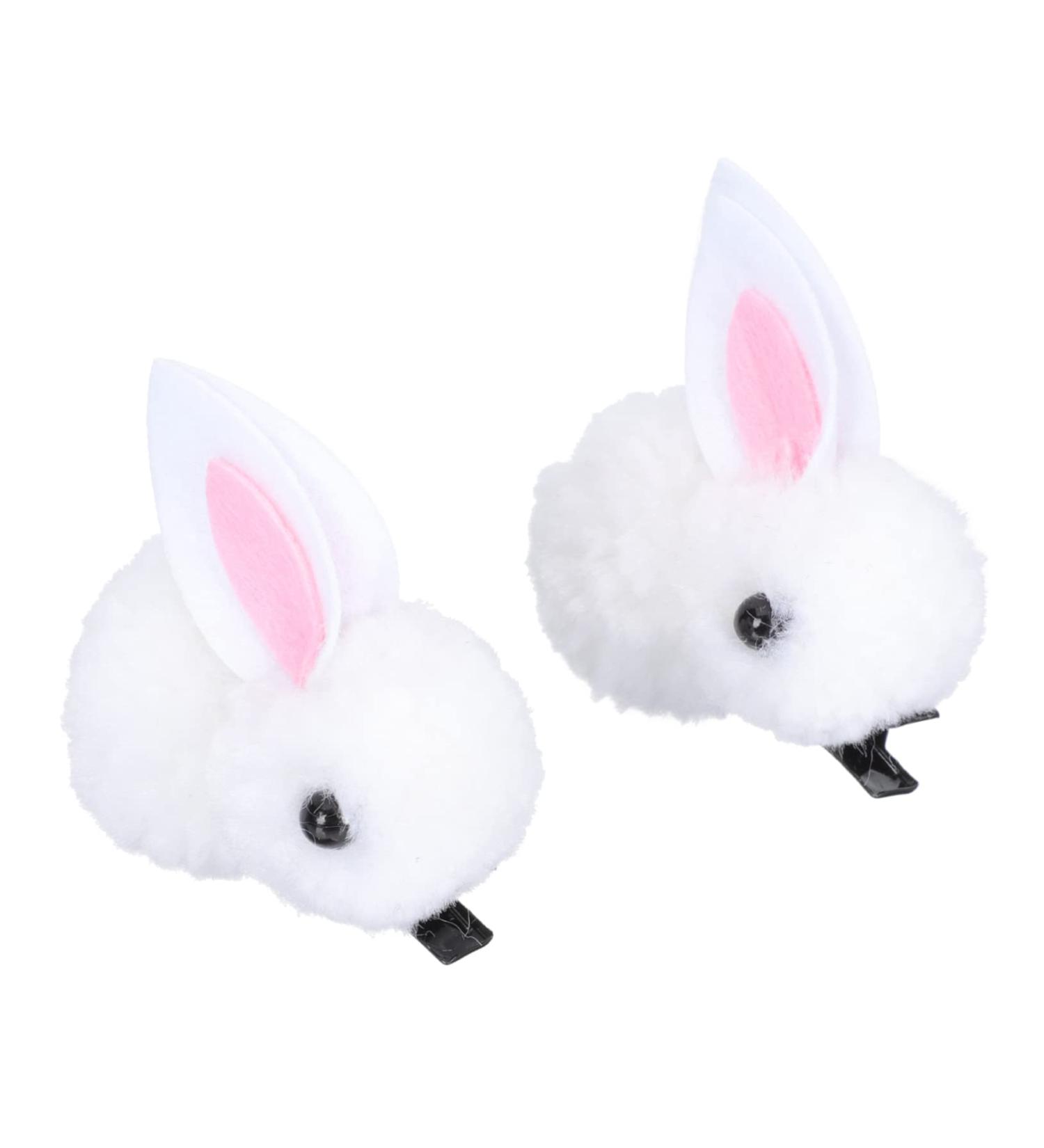 minkissy 1pair Plush Rabbit Hairpin Cat Hair Clip Bunny Hair Clip Easter Bunny Hair Clips for Girls Cartoon Hair Grasp Hair Grip Glitter Hair Clips Ear Accessories Child White - Buy Online on GoSupps.com