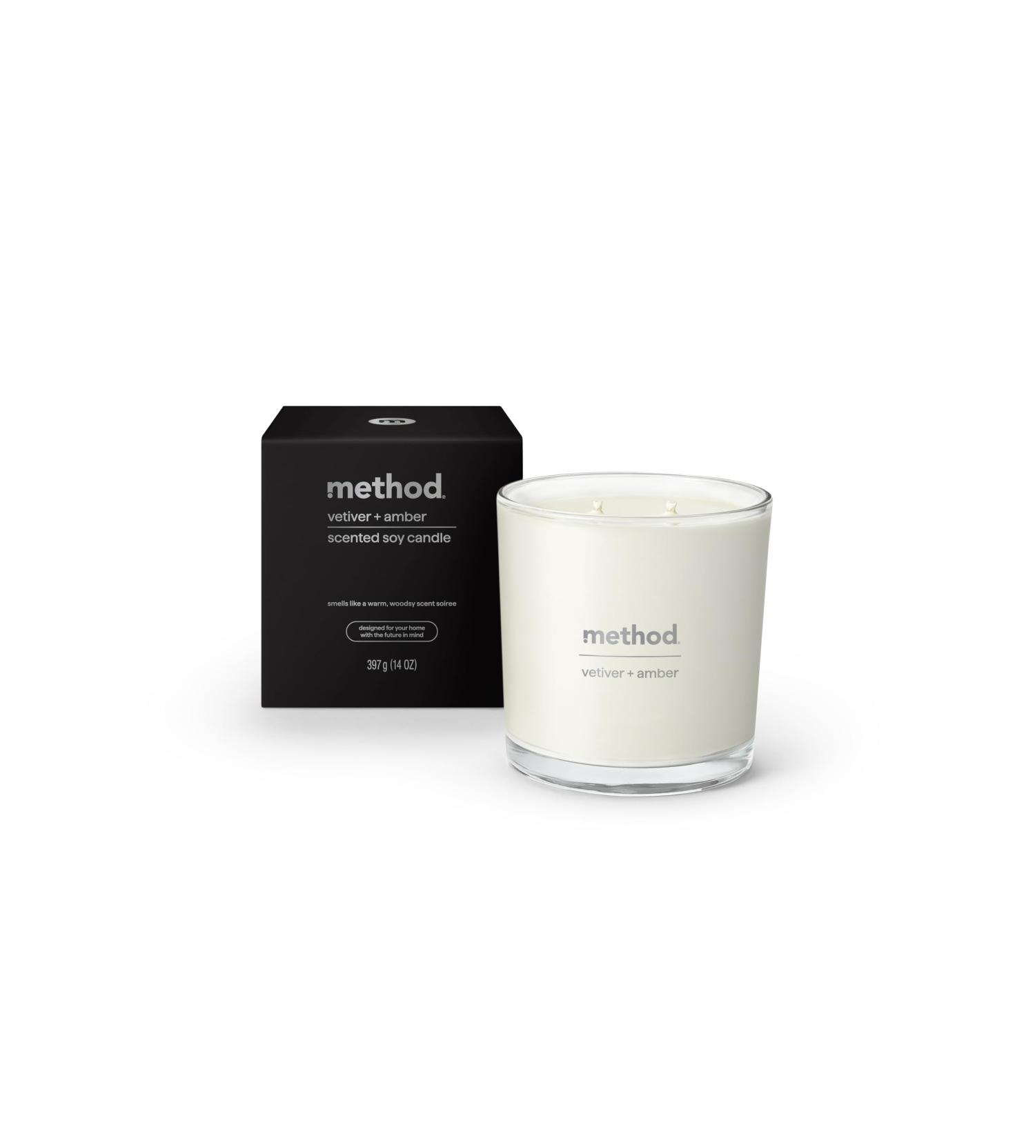 Method Premium Soy Candle - Vetiver + Amber 2 Wick Eco-Friendly Recyclable Jar 14 oz | Up to 50 Hours Burn Time - Shop Internationally - Buy Online on GoSupps.com